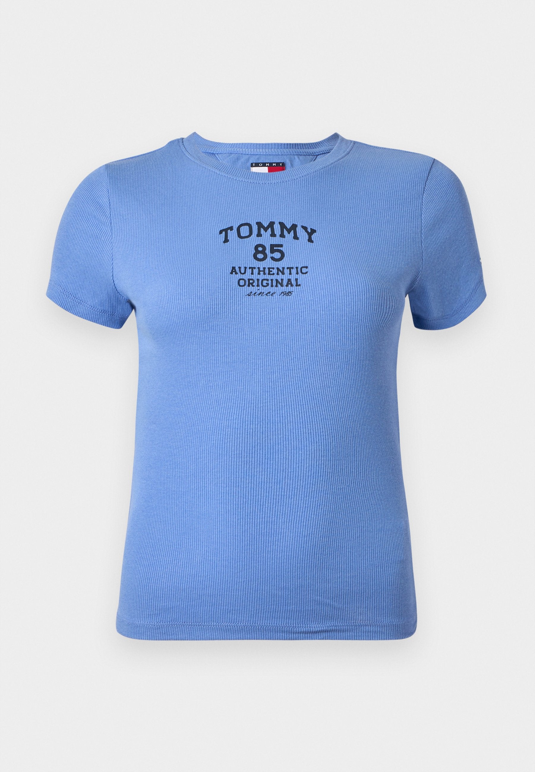 LOGO RIBBED SLIM T-SHIRT - Print T-shirt - light horizon blue