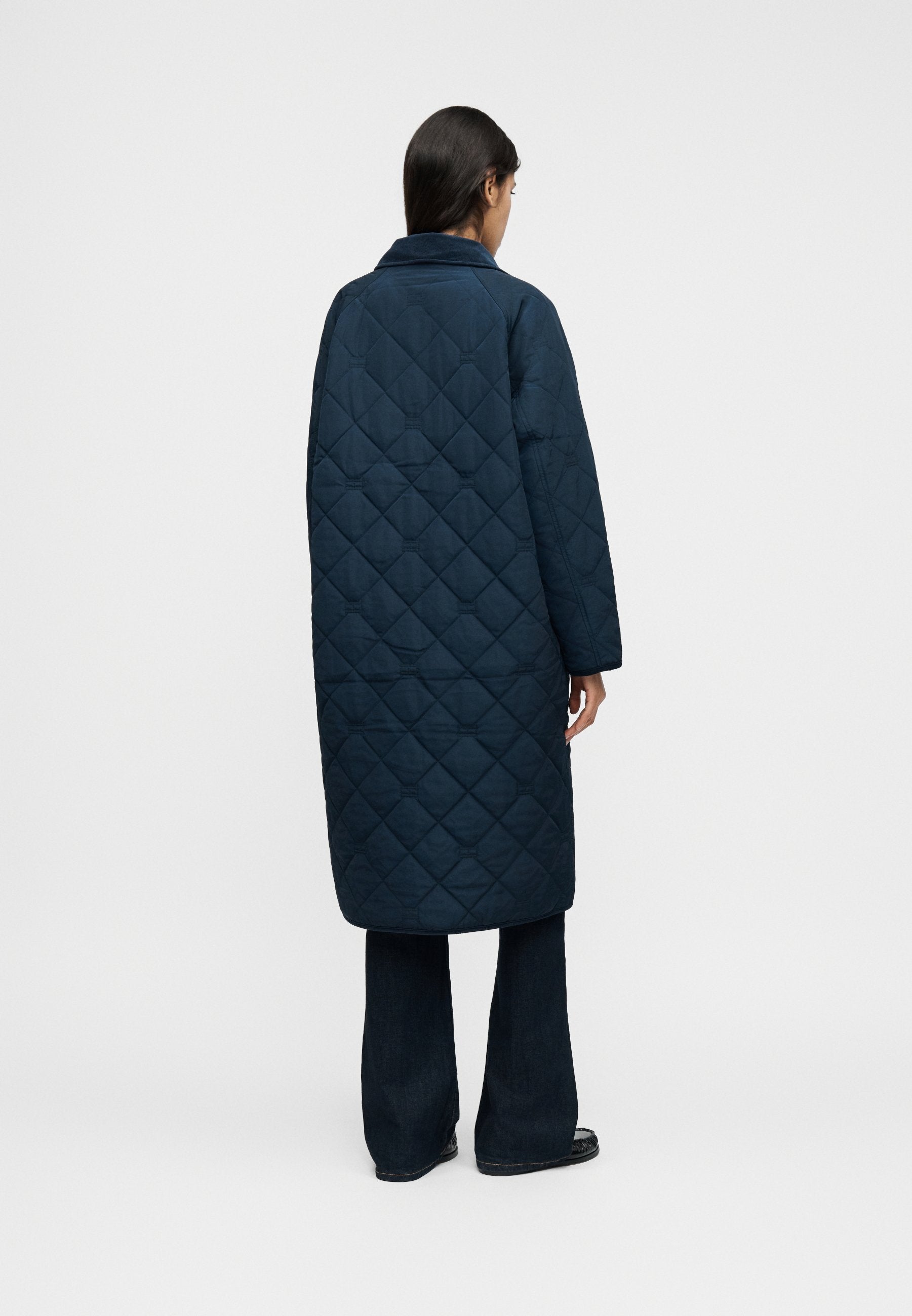 FLAG QUILTED PADDED OVERSIZED LONGLINE COAT - Winter coat - dark night navy