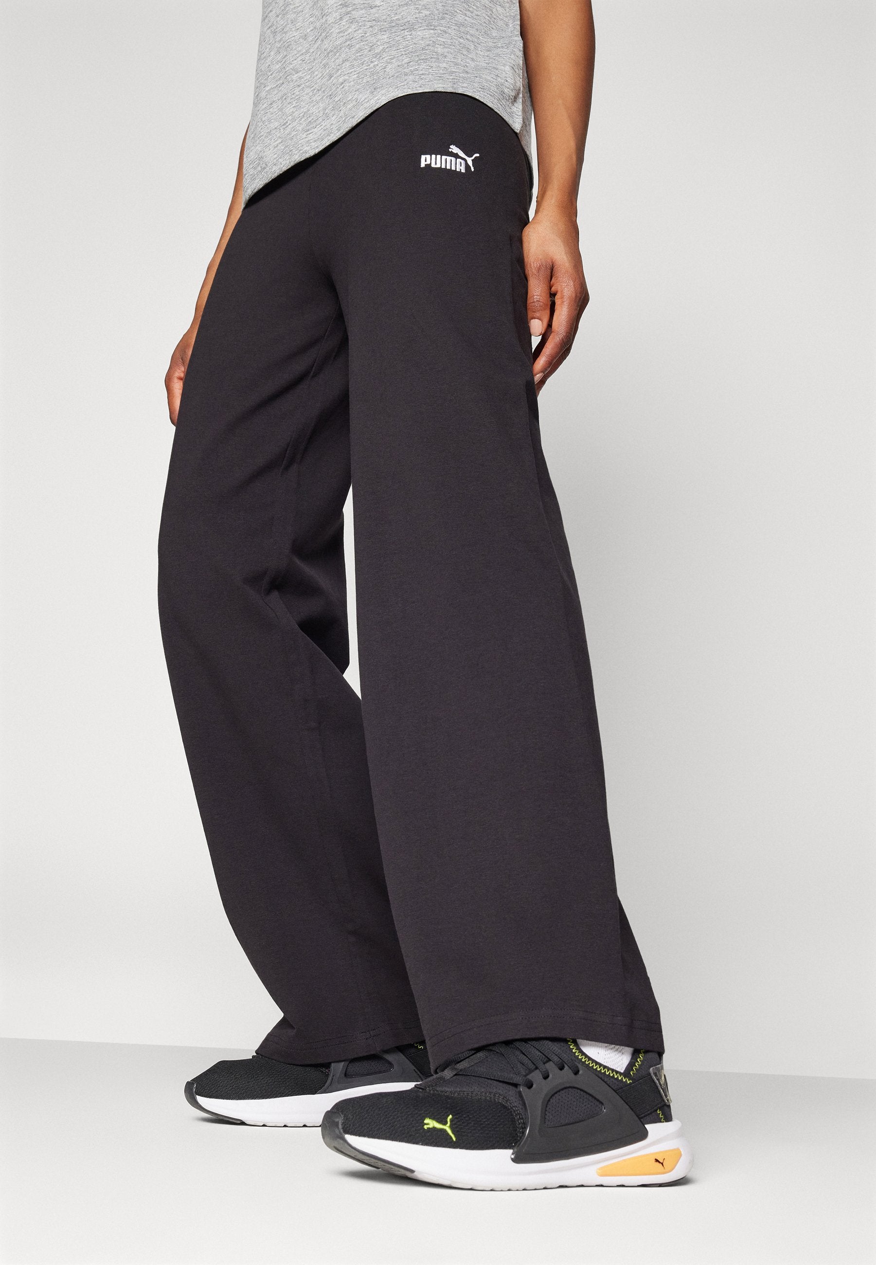 SMALL LOGO HIGH WAIST STRAIGHT LEGGINGS - Tracksuit bottoms - black