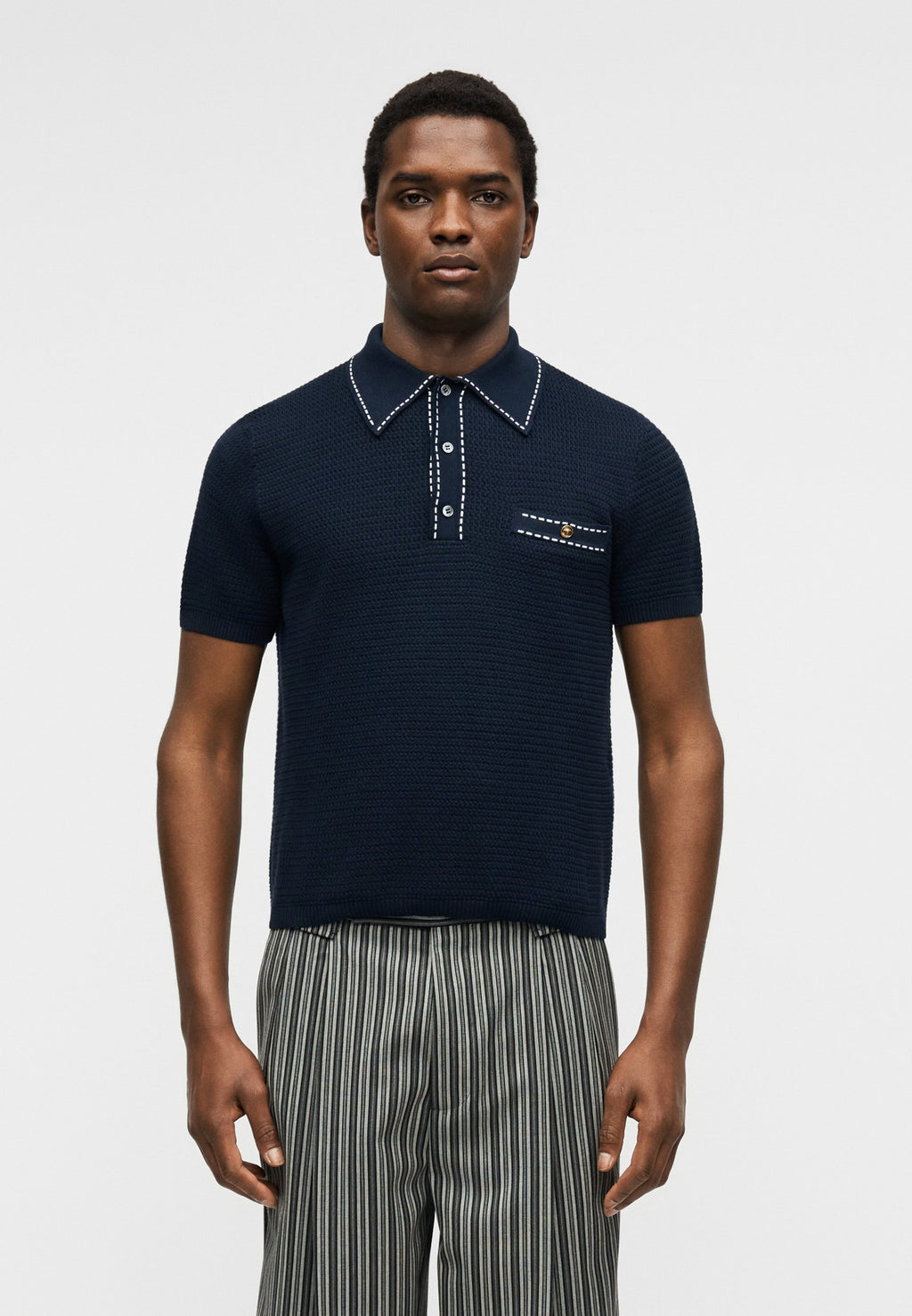 SWEATER TRATTEGGI - Polo shirt - navy