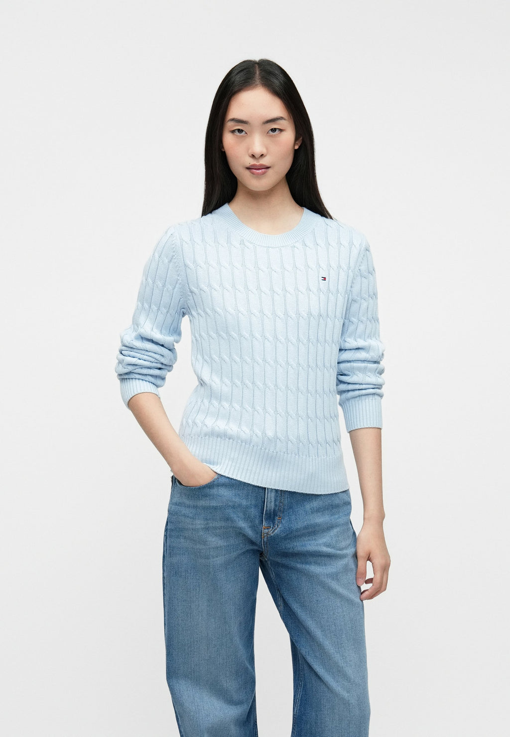 CABLE KNIT CREW NECK JUMPER - Jumper - breezy blue