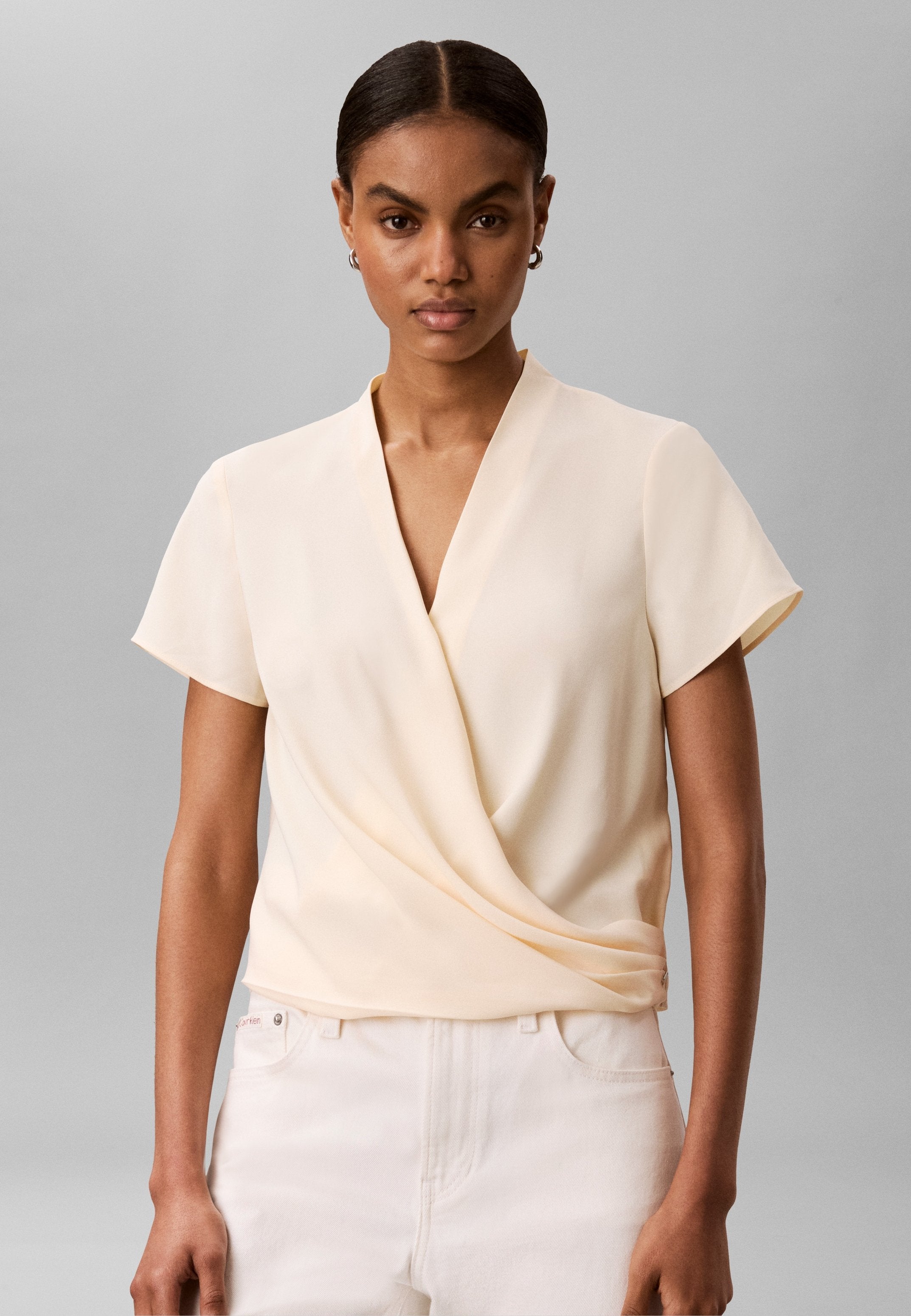 DRAPED WRAP - Blouse - vanilla custard