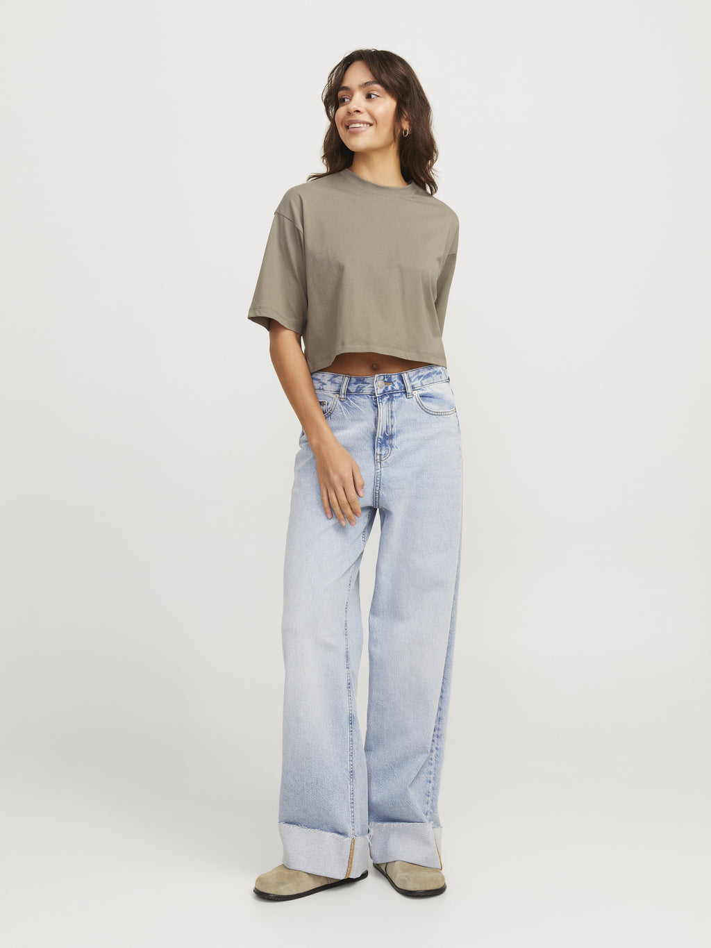 JXANDREA LOOSE CROPPED TEE - Basic T-shirt - brindle