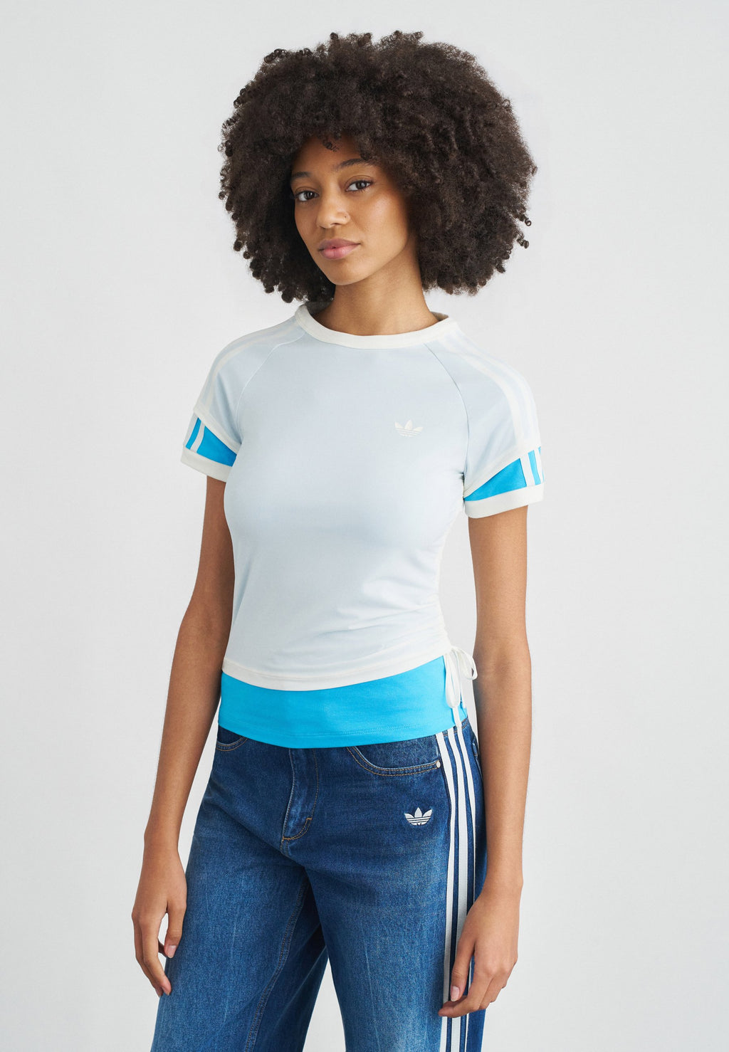 CALITEE SUPERPOSÉ - T-shirt imprimé - blanc cassé/sky rush
