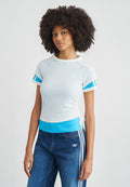 CALITEE SUPERPOSÉ - T-shirt imprimé - blanc cassé/sky rush