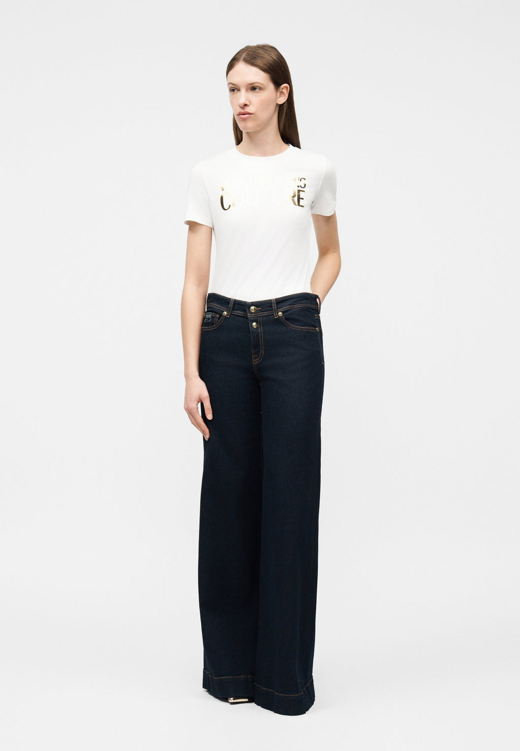 Print T-shirt - white/gold-coloured