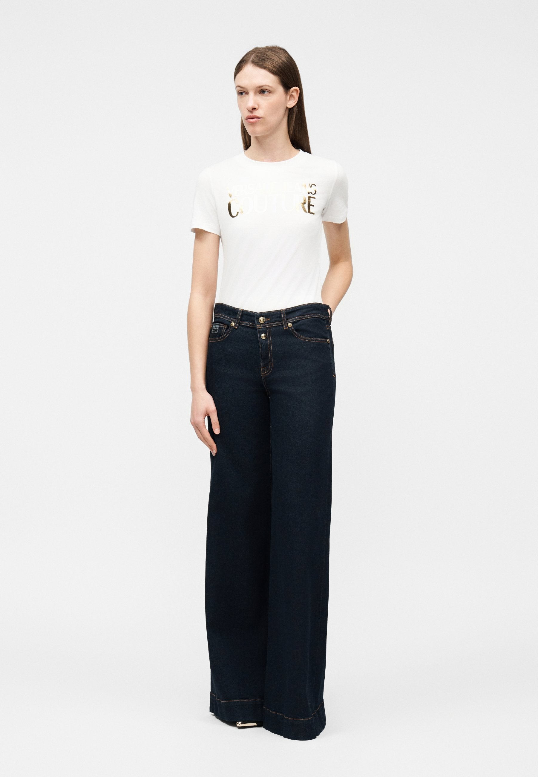 Print T-shirt - white/gold-coloured