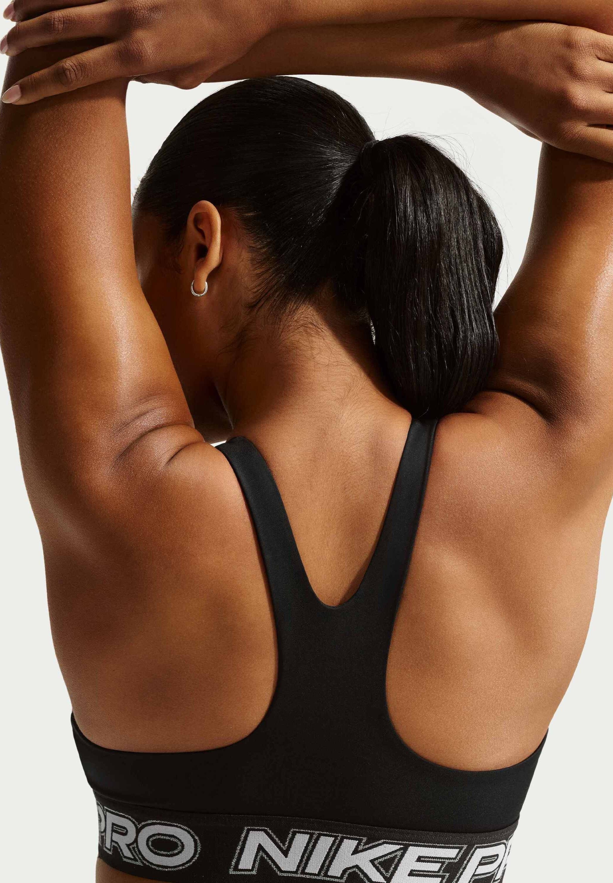 W NP DF BRA TT GRX - Medium support sports bra - black/white/metallic silver