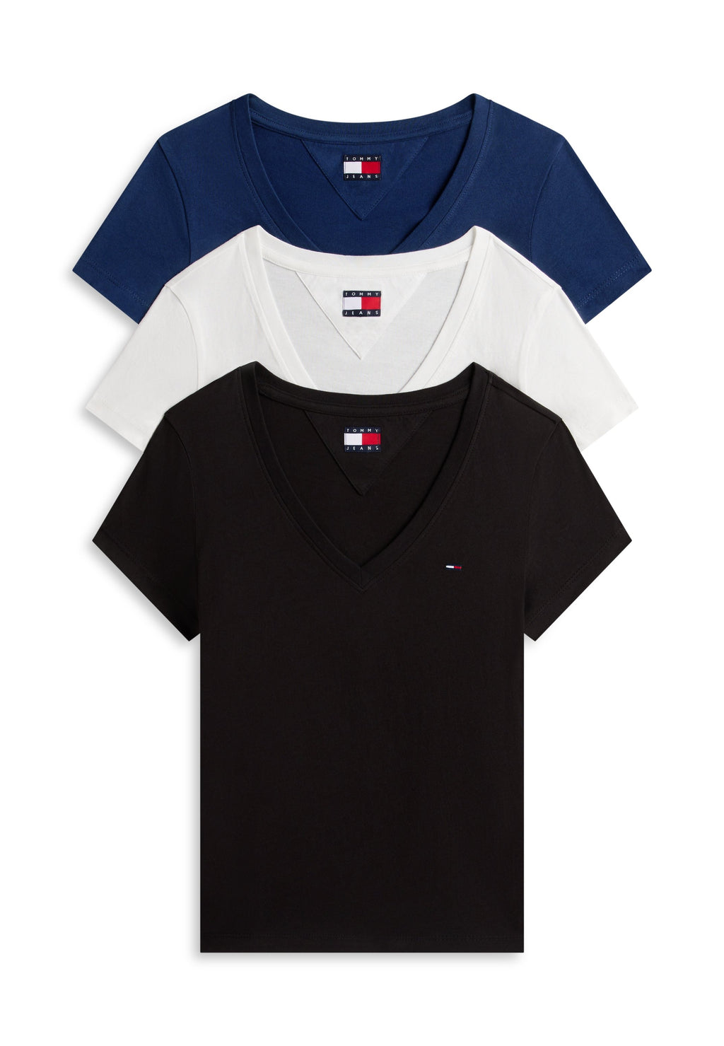 3-PACK JERSEY V-NECK T-SHIRTS - Basic T-shirt - black/ecru/dark night navy