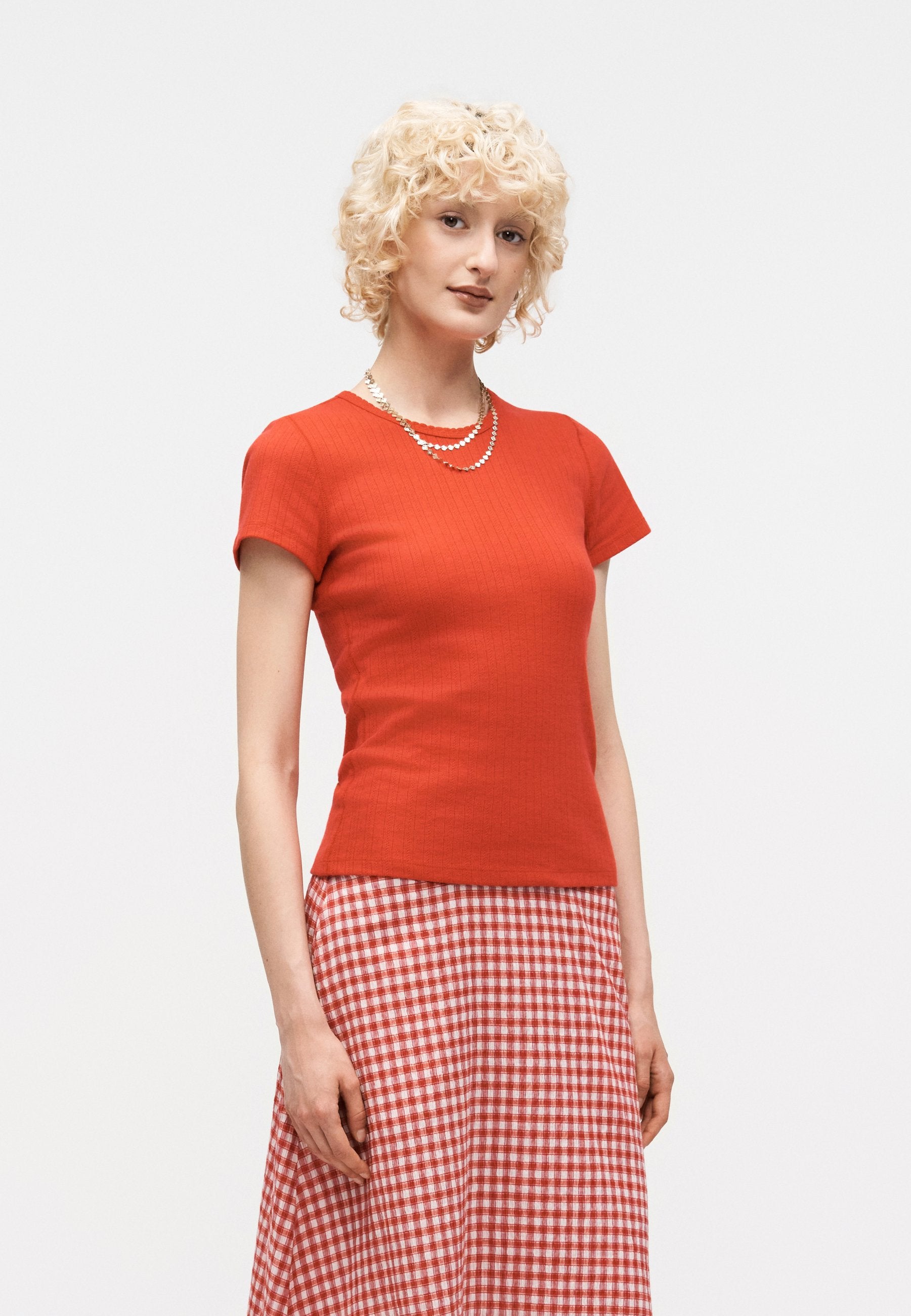 POINTELLE CREW - Basic T-shirt - pure red
