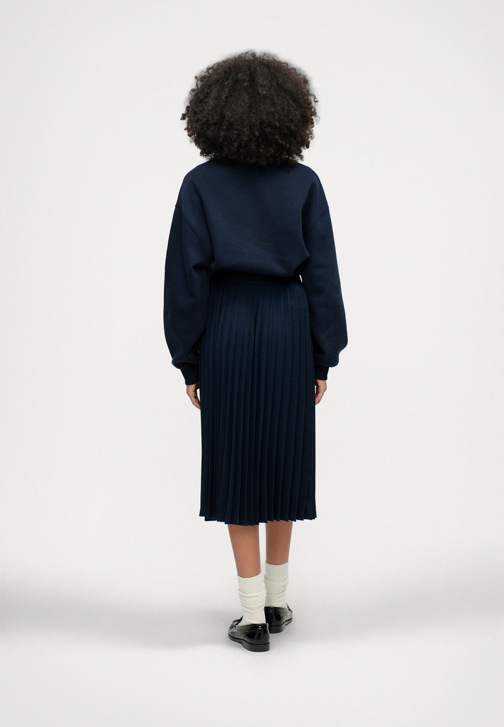 PLEATED TWILL MIDI SKIRT - Pleated skirt - dark night navy