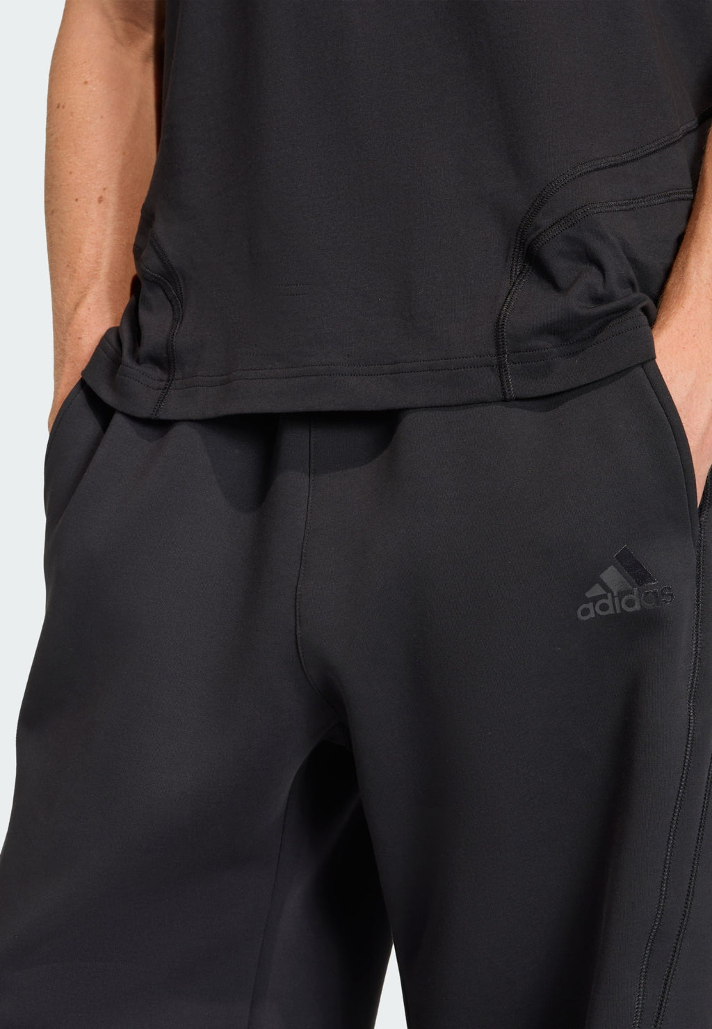 SPACER OPEN HEM - Tracksuit bottoms - black