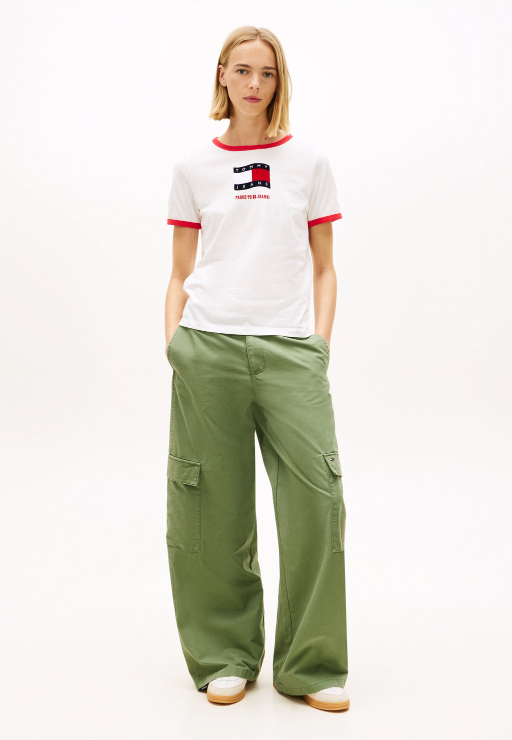 LOW RISE STRAIGHT WIDE LEG CARGO TROUSERS - Cargo trousers - bay leaf