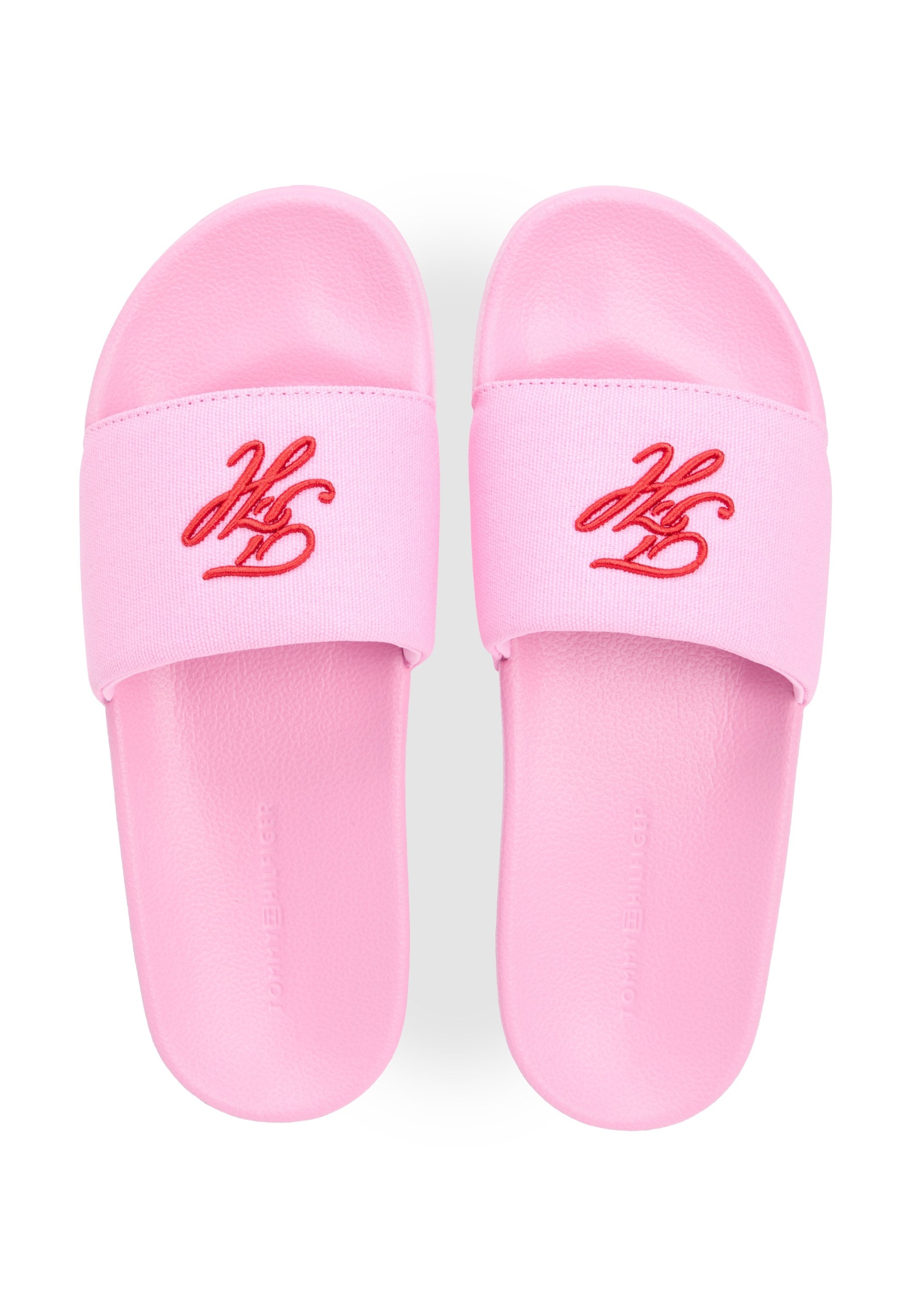 LOGO EMBROIDERY CANVAS POOL SLIDES - Pool slides - rose petal
