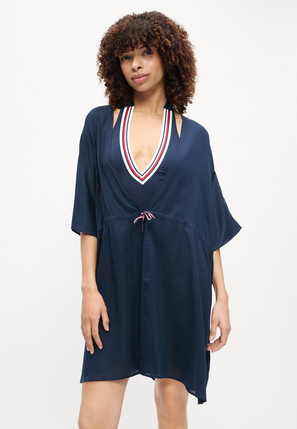 KAFTAN MİNİ PLAJ ELBİSESİ - Plaj aksesuarı - gece mavisi