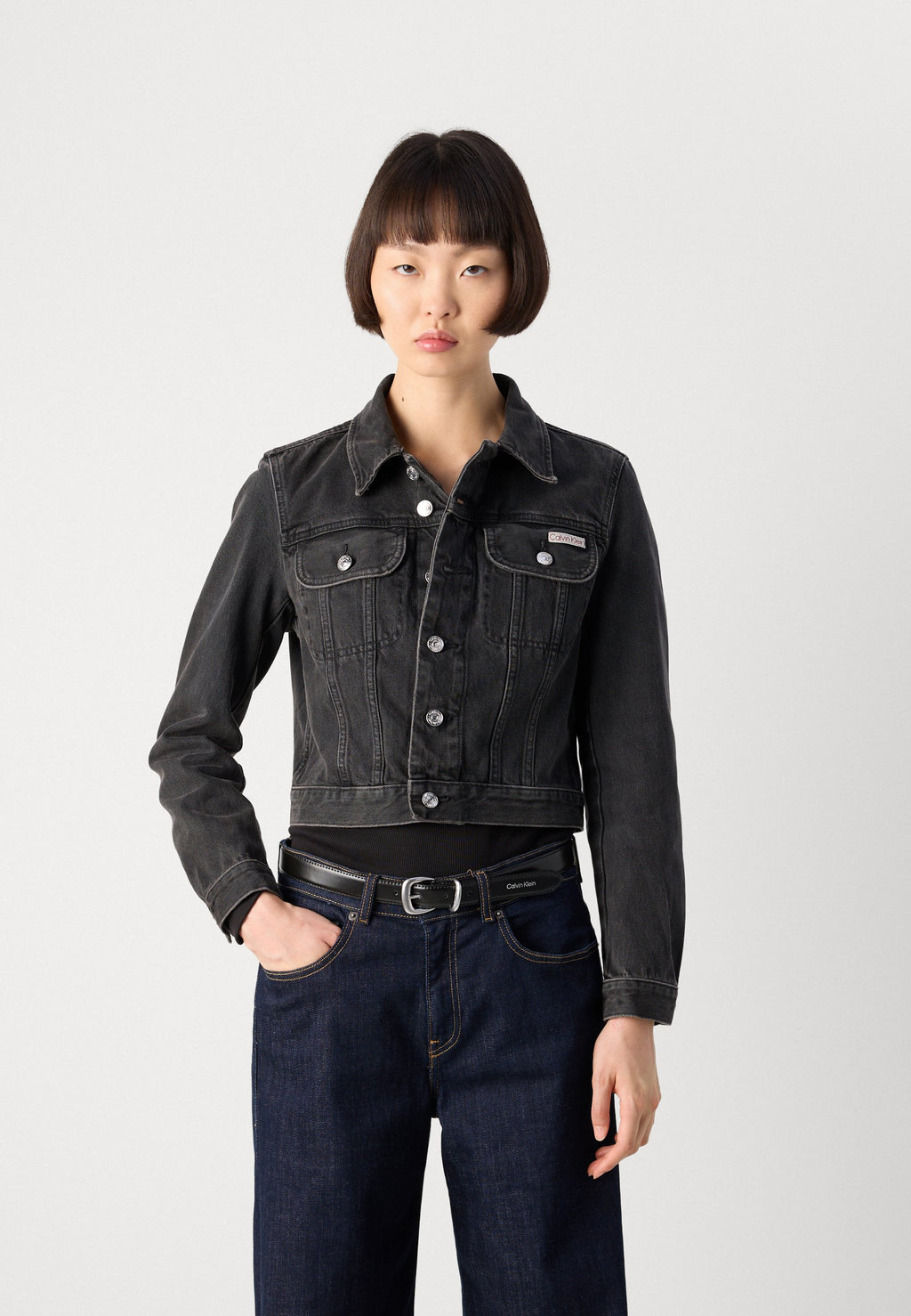 CROPPED 90S JACKET - Denim jacket - essential black