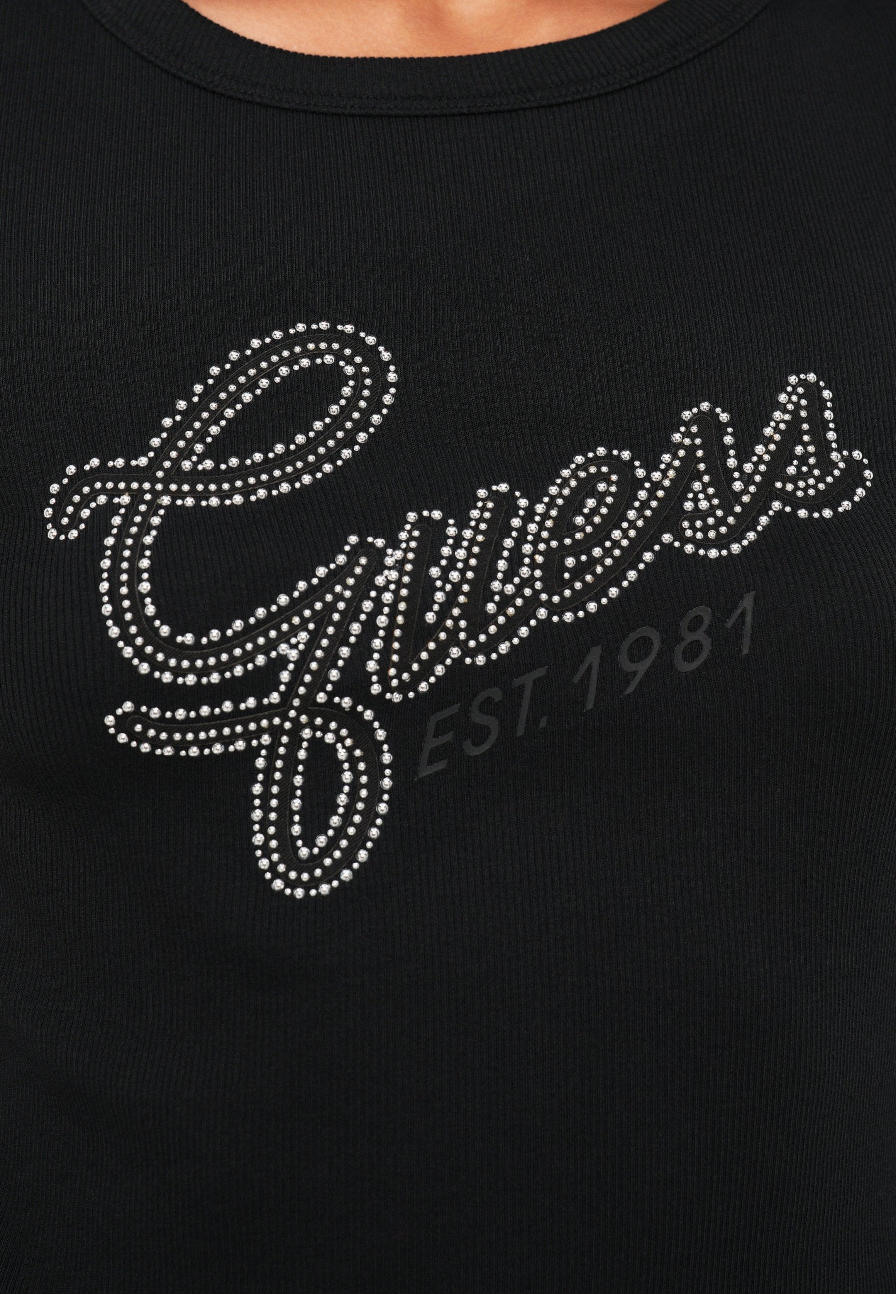 STUDS SCRIPT TEE - Print T-shirt - jet black