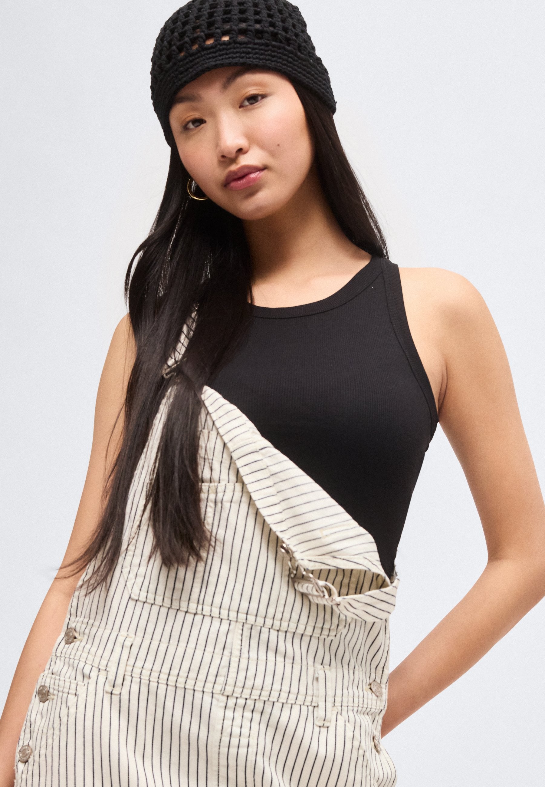LOOSE OVERALL TEAGUE STRIPE - Denim Dungarees - navy