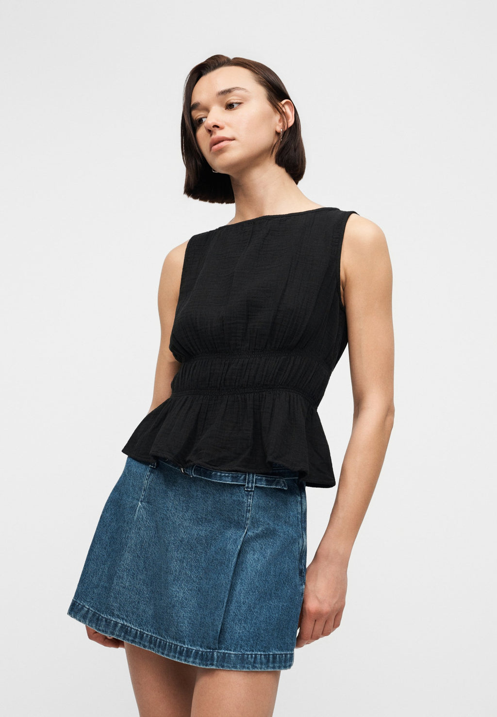 SMOCKED WAIST - Top - black