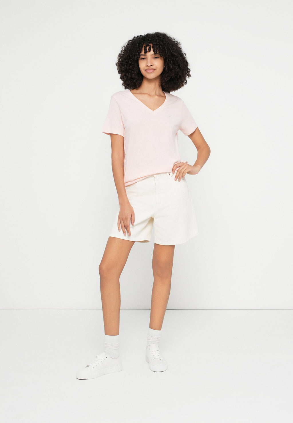 SHIELD V NECK - Basic T-shirt - peony pink