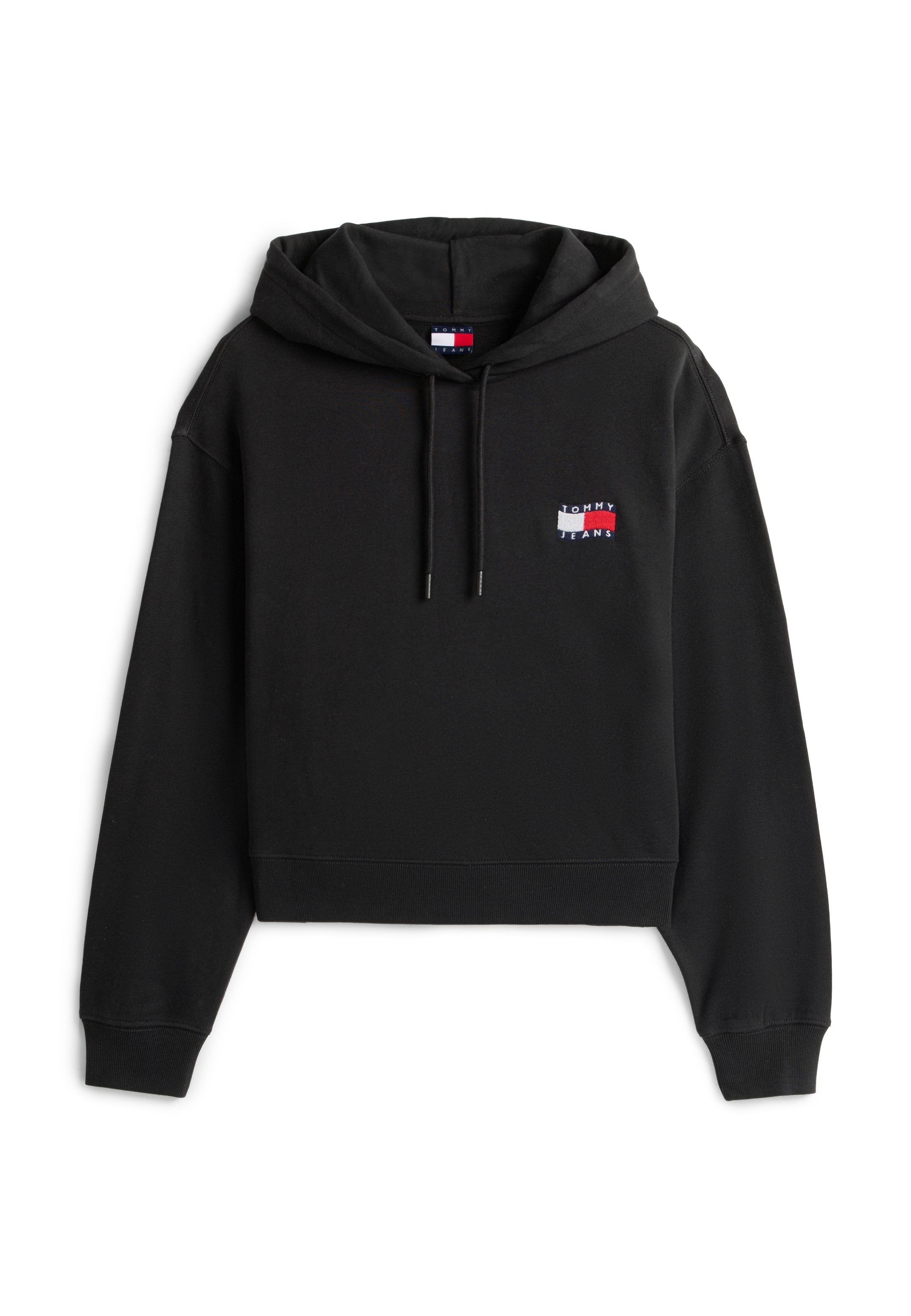 SWEAT À CAPUCHE EN TISSU ÉPONGE DÉCONTRACTÉ À CORDON DE SERRAGE WAVY FLAG - Sweat à capuche - noir