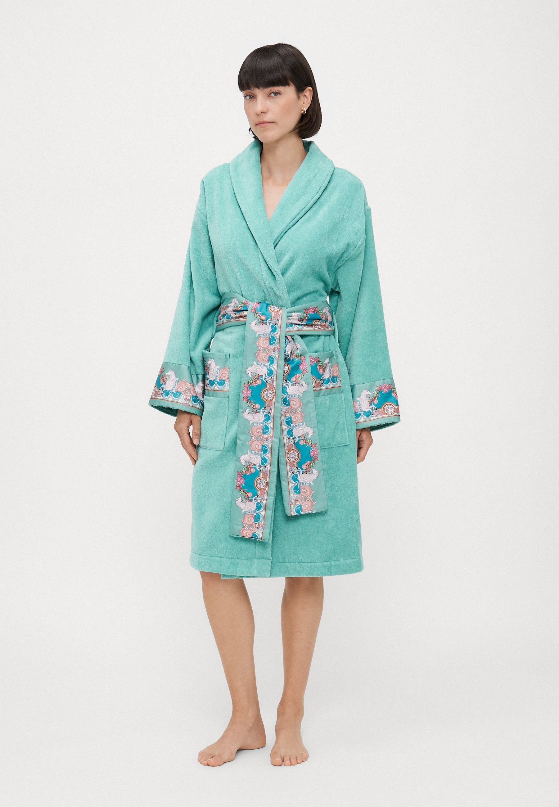 BATHROBE  - Dressing gown - sea green/dark sea green