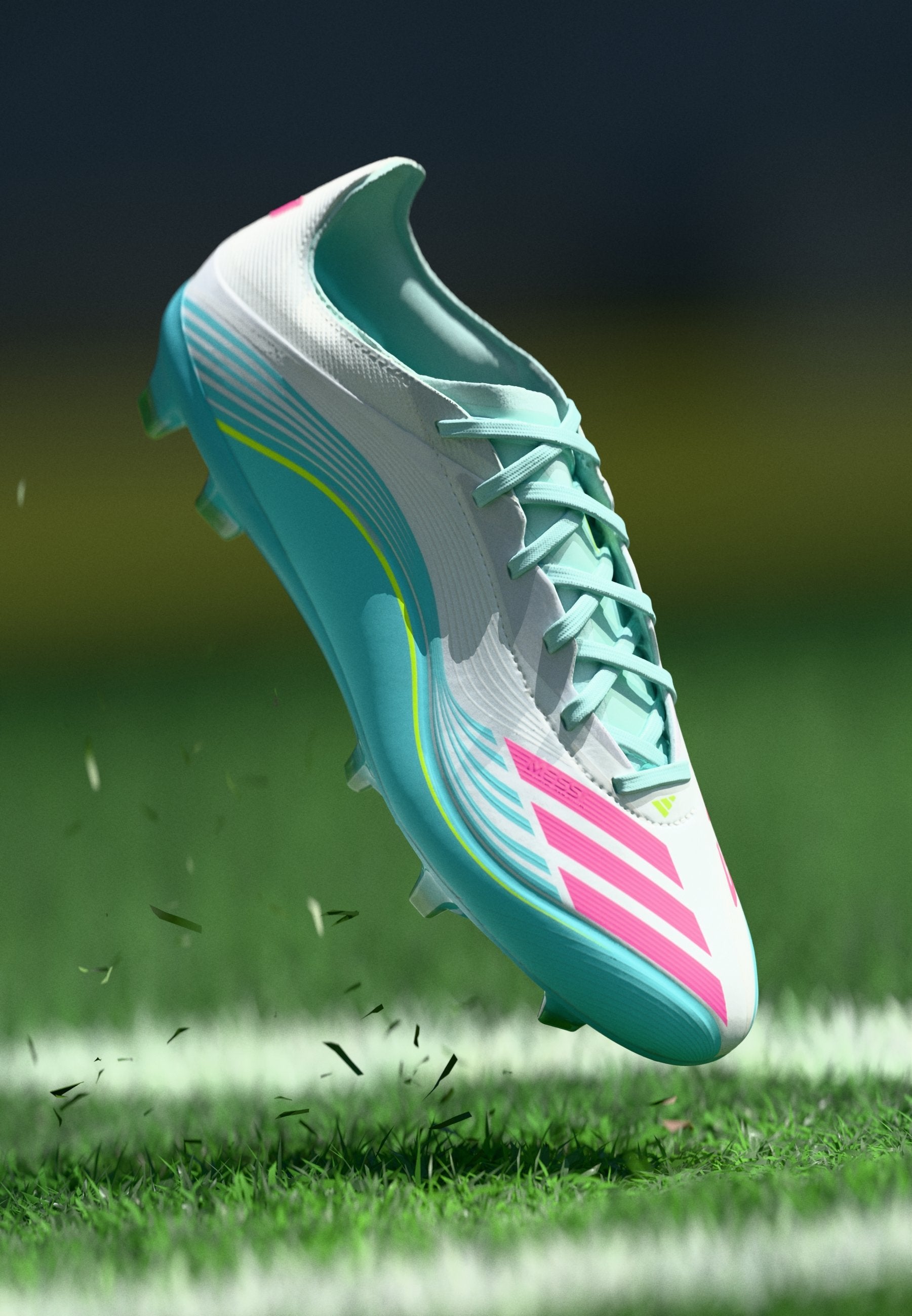 F50 MESSI PRO KATI ZEMİN UNISEX - Sert zemin futbol ayakkabıları - footwear white/lucid pink/flash aqua