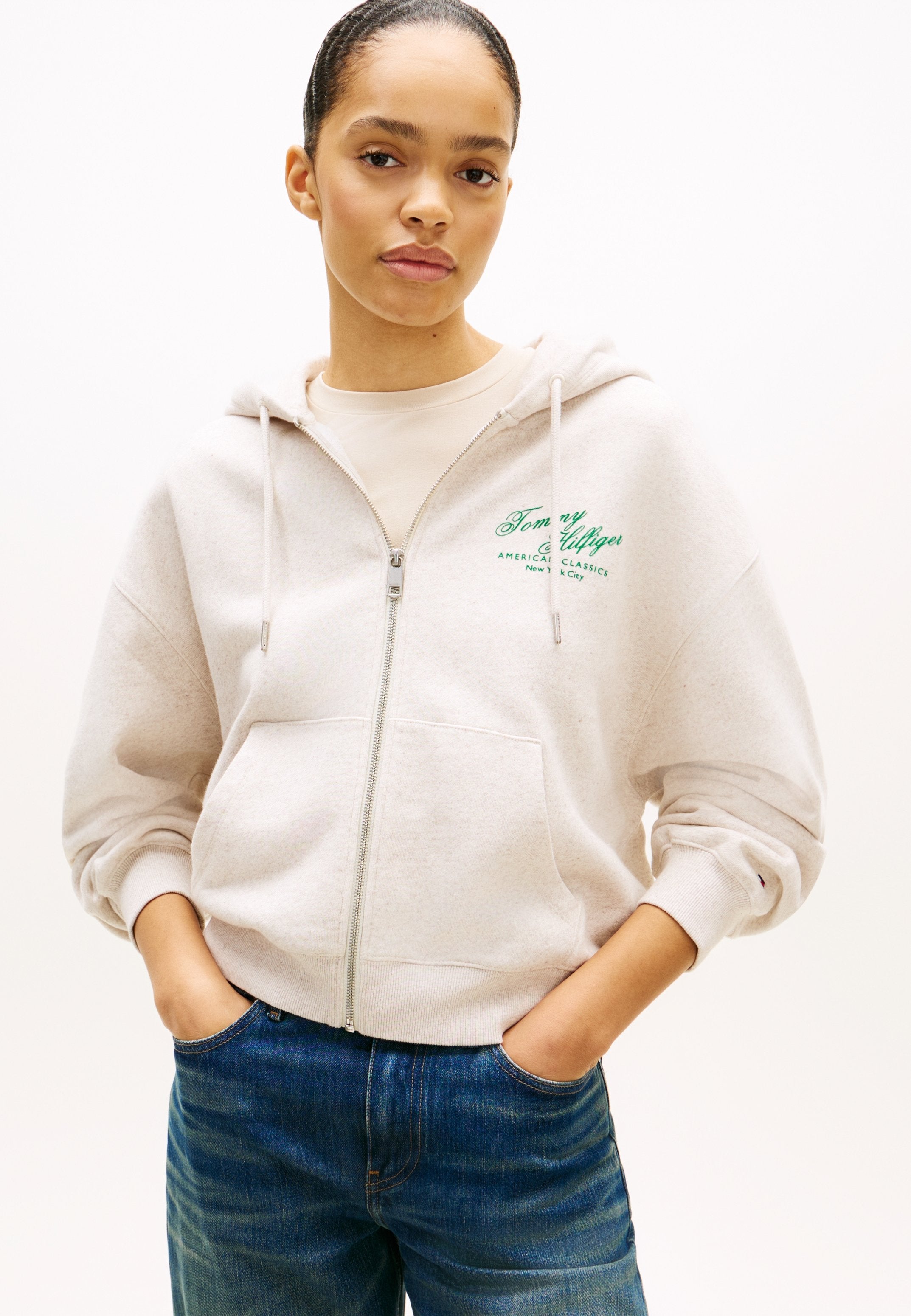 TERRY RELAXED ZIP-THRU HOODY - Hoodie - heather oatmilk