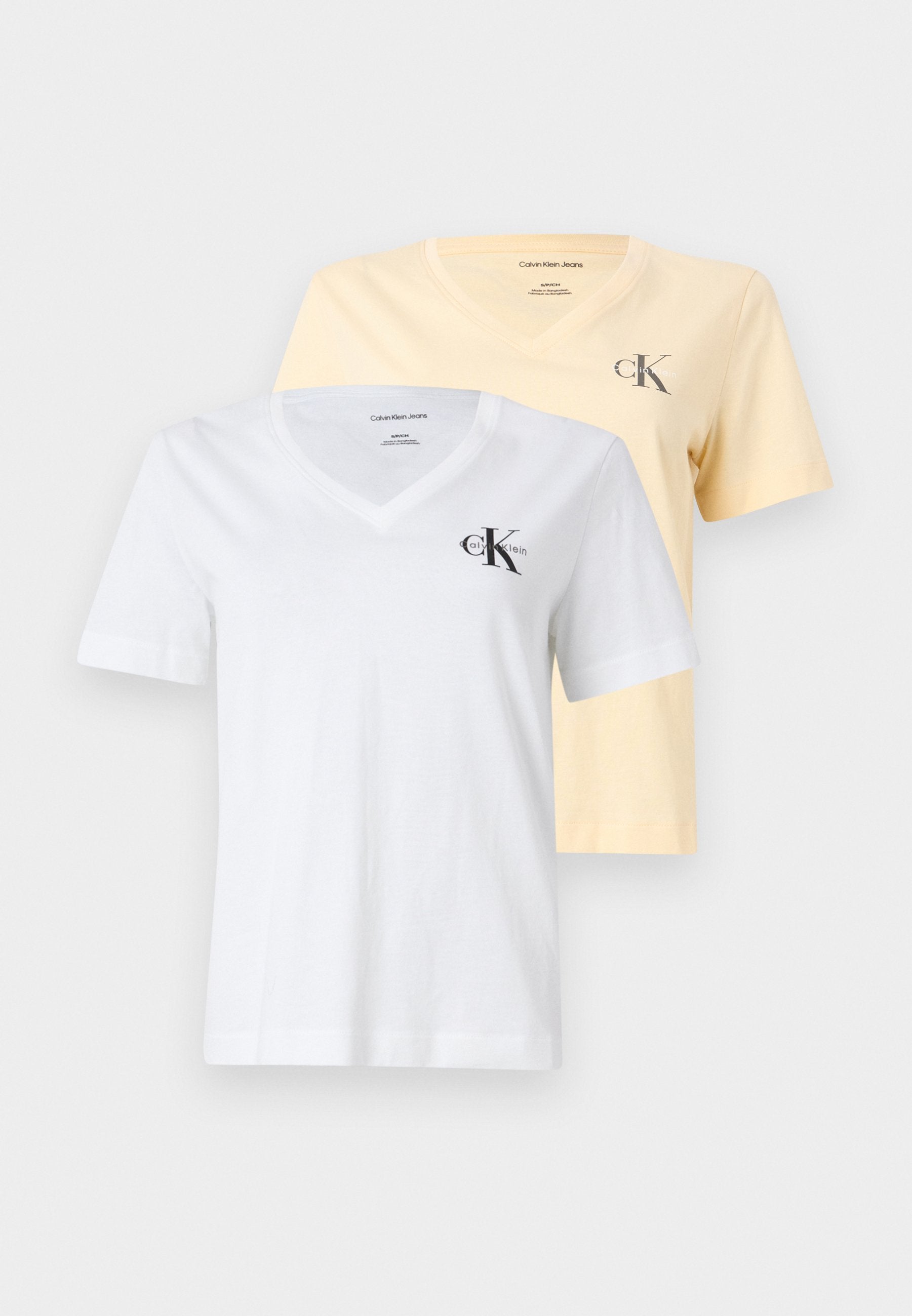 MONOLOGO TEE 2 PACK - Basic T-shirt - vanilla custard/white