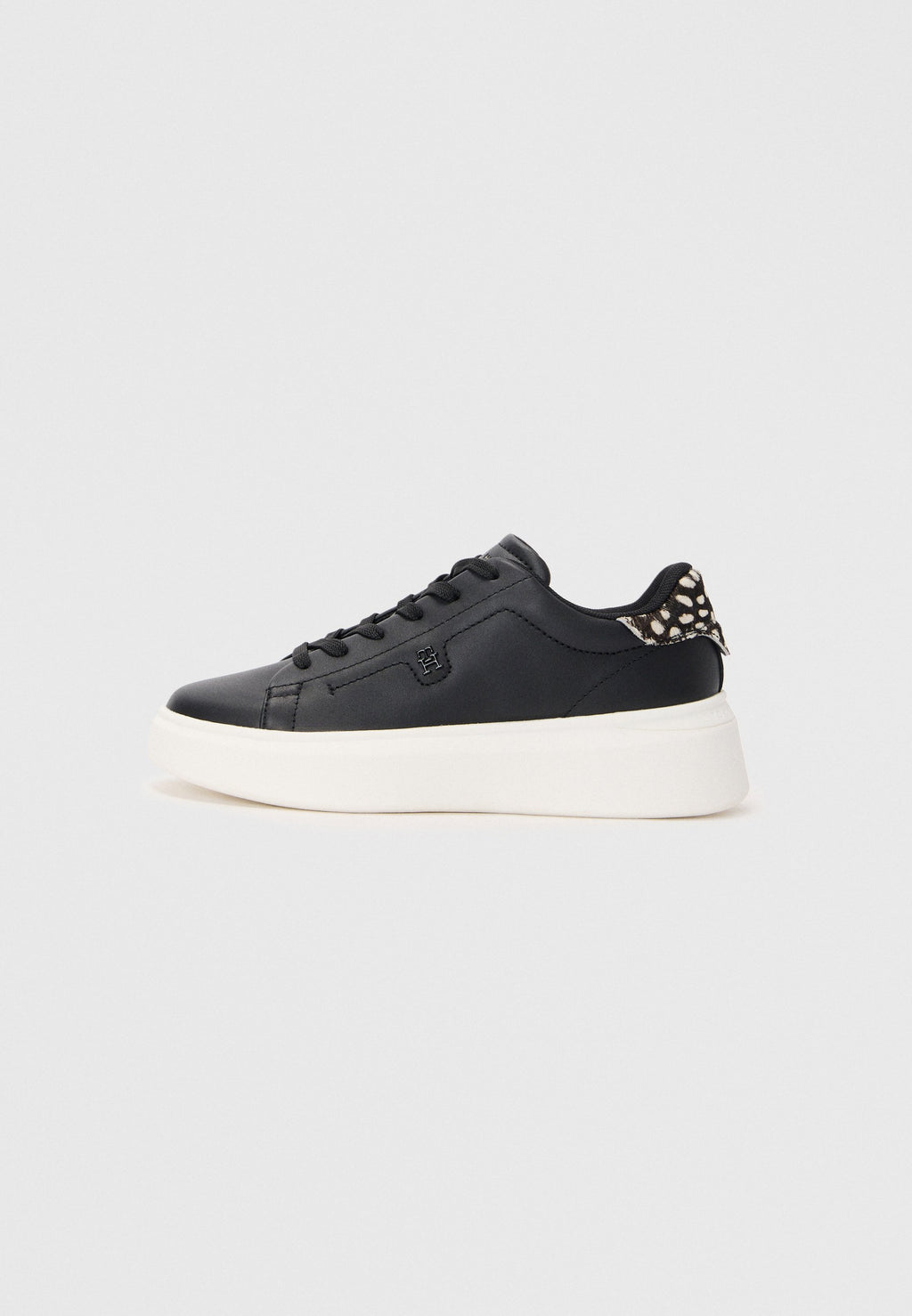SNOW LEOPARD HEEL LEATHER PLATFORM TRAINERS - Trainers - black