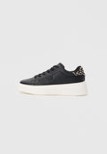 SNOW LEOPARD HEEL LEATHER PLATFORM TRAINERS - Trainers - black