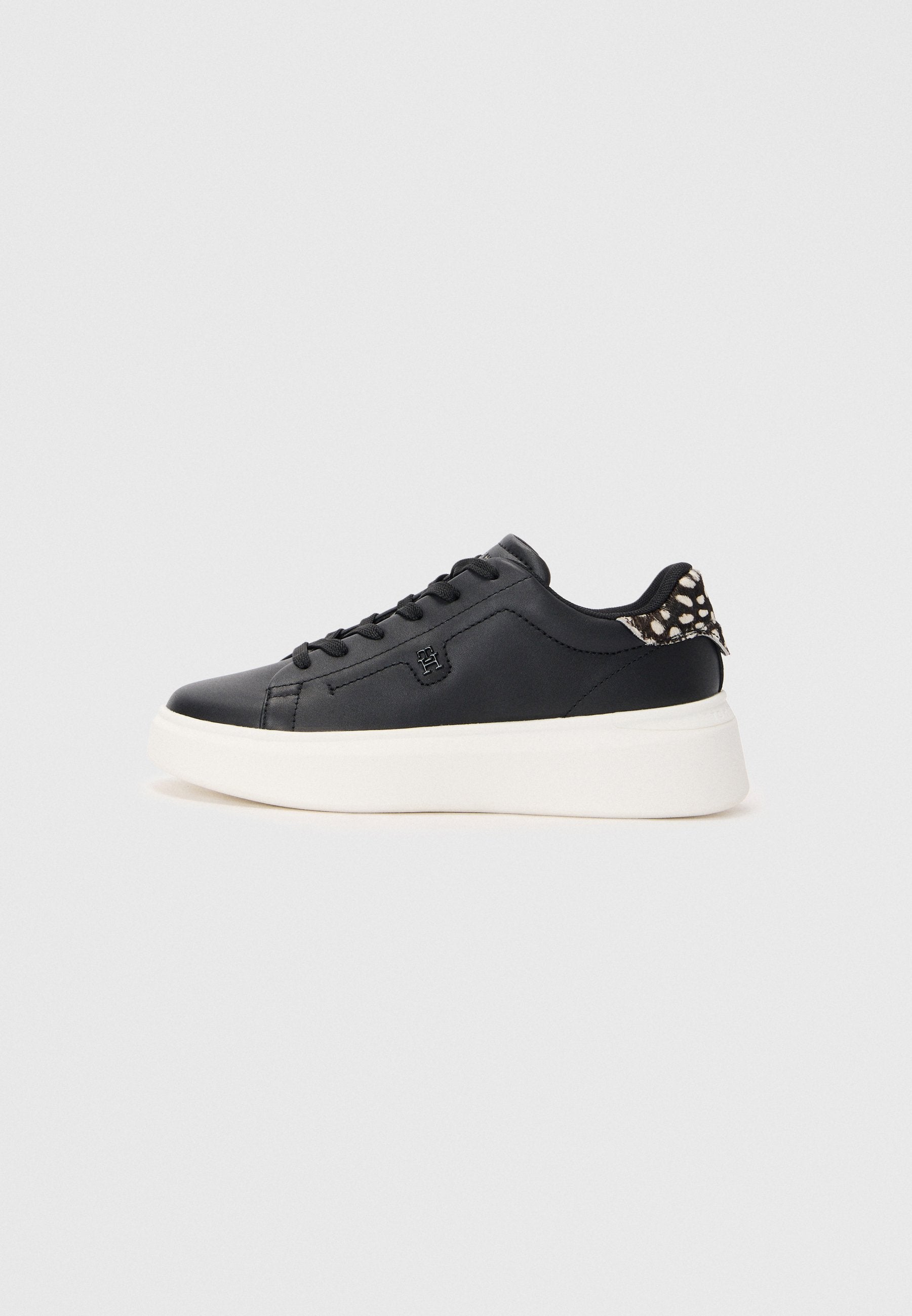 SNOW LEOPARD HEEL LEATHER PLATFORM TRAINERS - Trainers - black