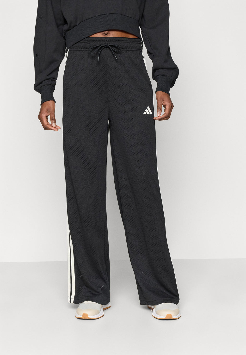 STADIUM MESH - Tracksuit bottoms - black/off white/crystal linen