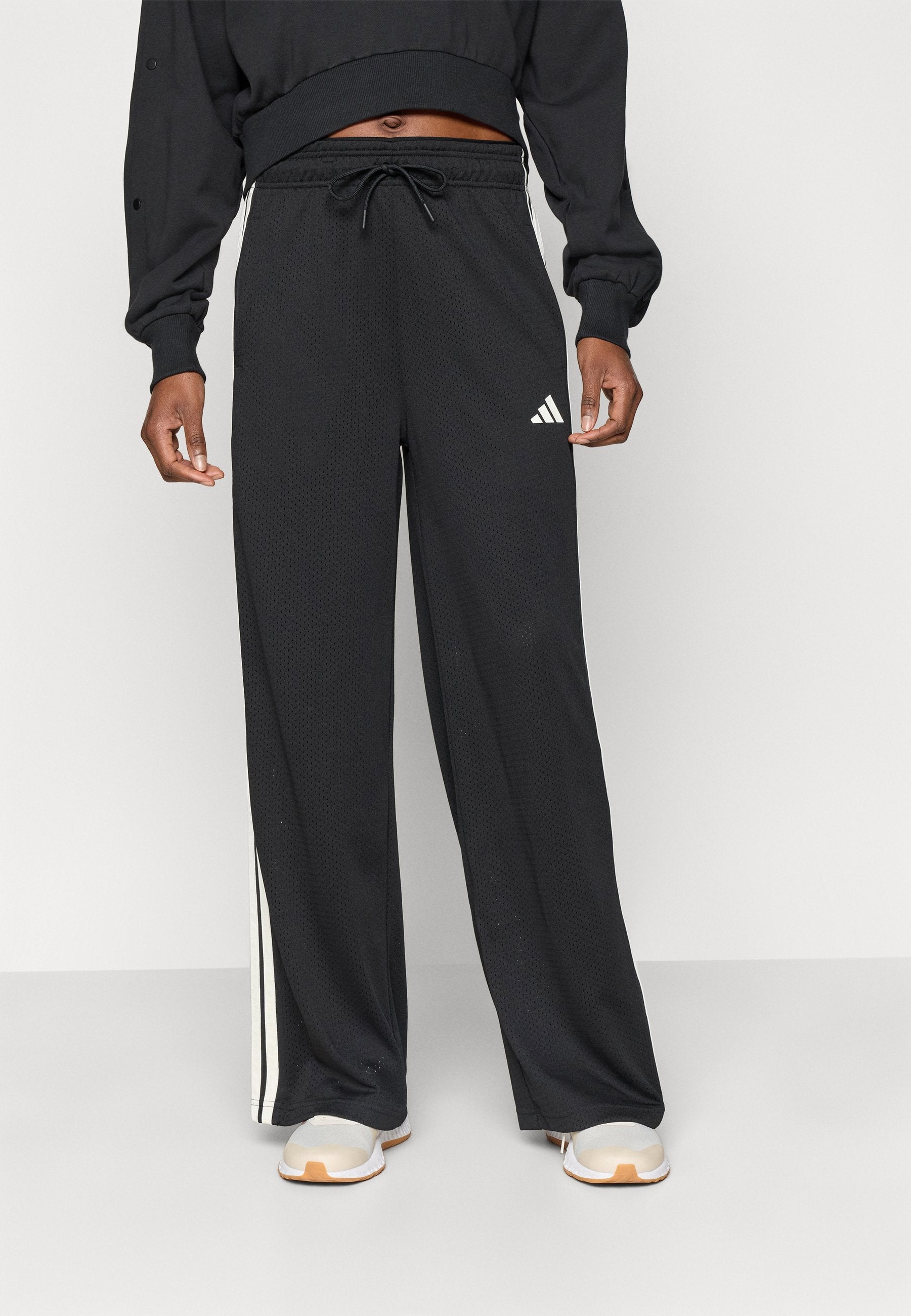 STADIUM MESH - Tracksuit bottoms - black/off white/crystal linen
