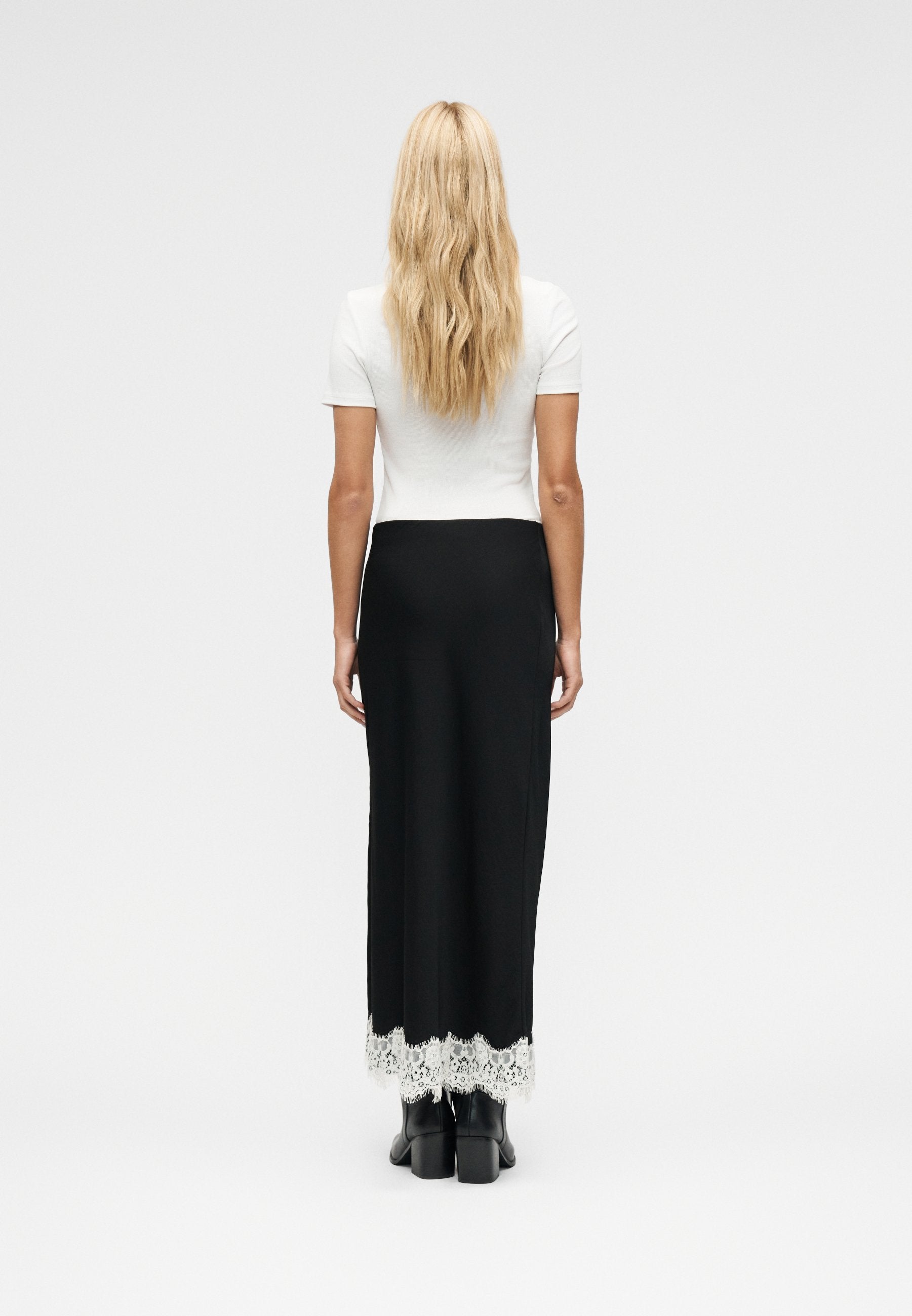 TRIM MIDI SKIRT - A-line skirt - true black