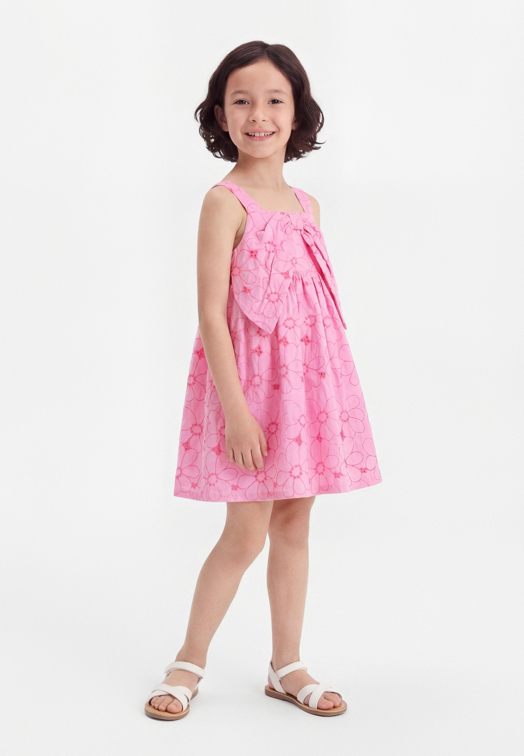 EYELET BOW - Day dress - parisian pink