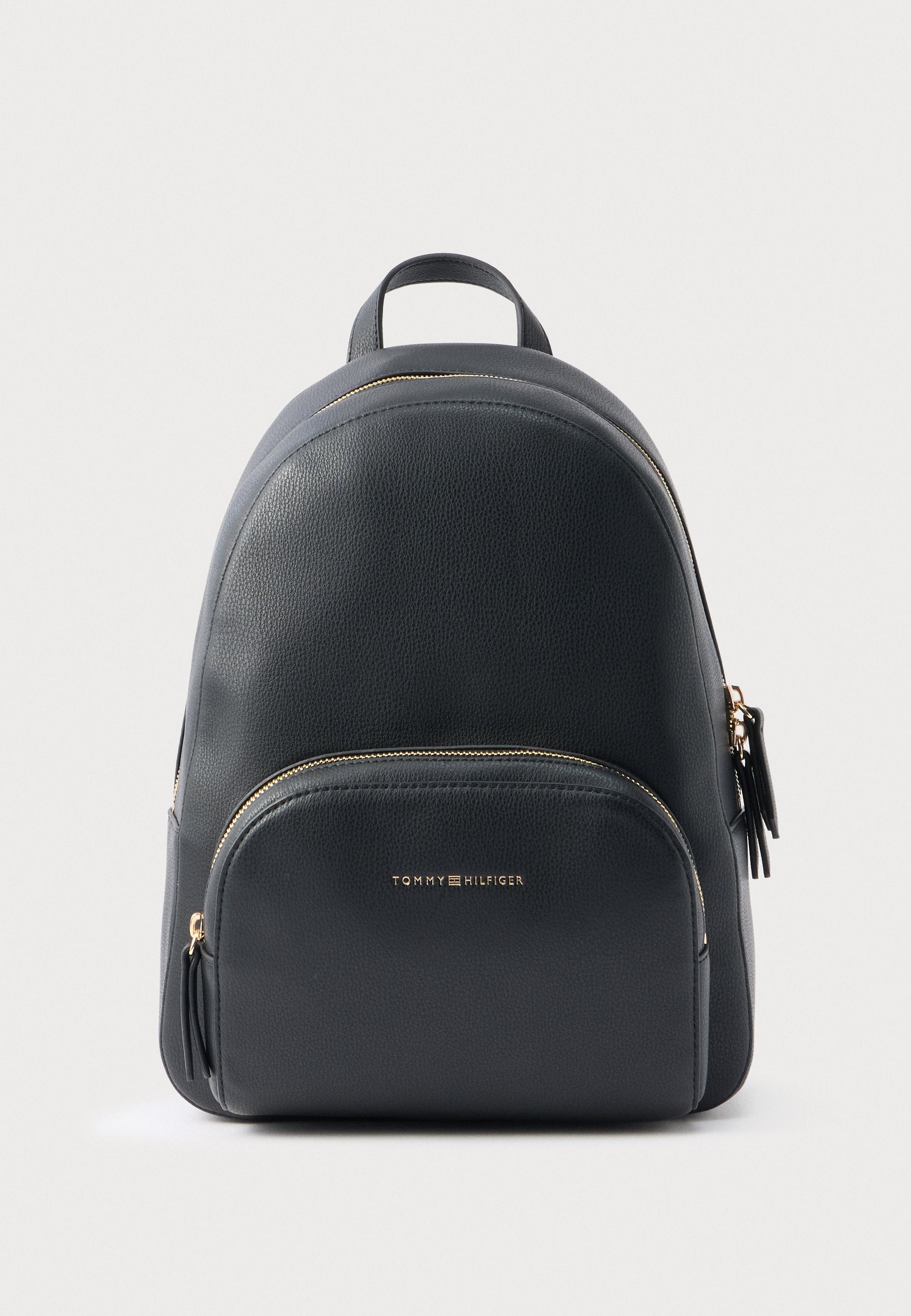 METALLIC LOGO PEBBLE GRAIN BACKPACK - Backpack - black