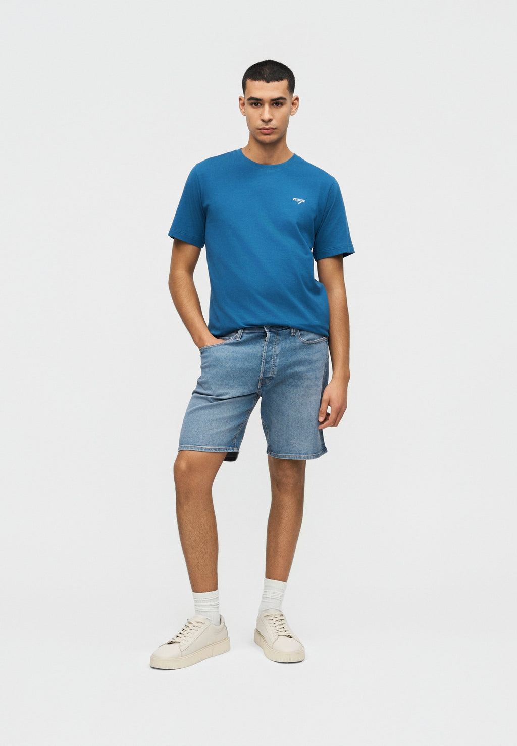 JJIRICK JJORIGINAL - Denim shorts - blue denim