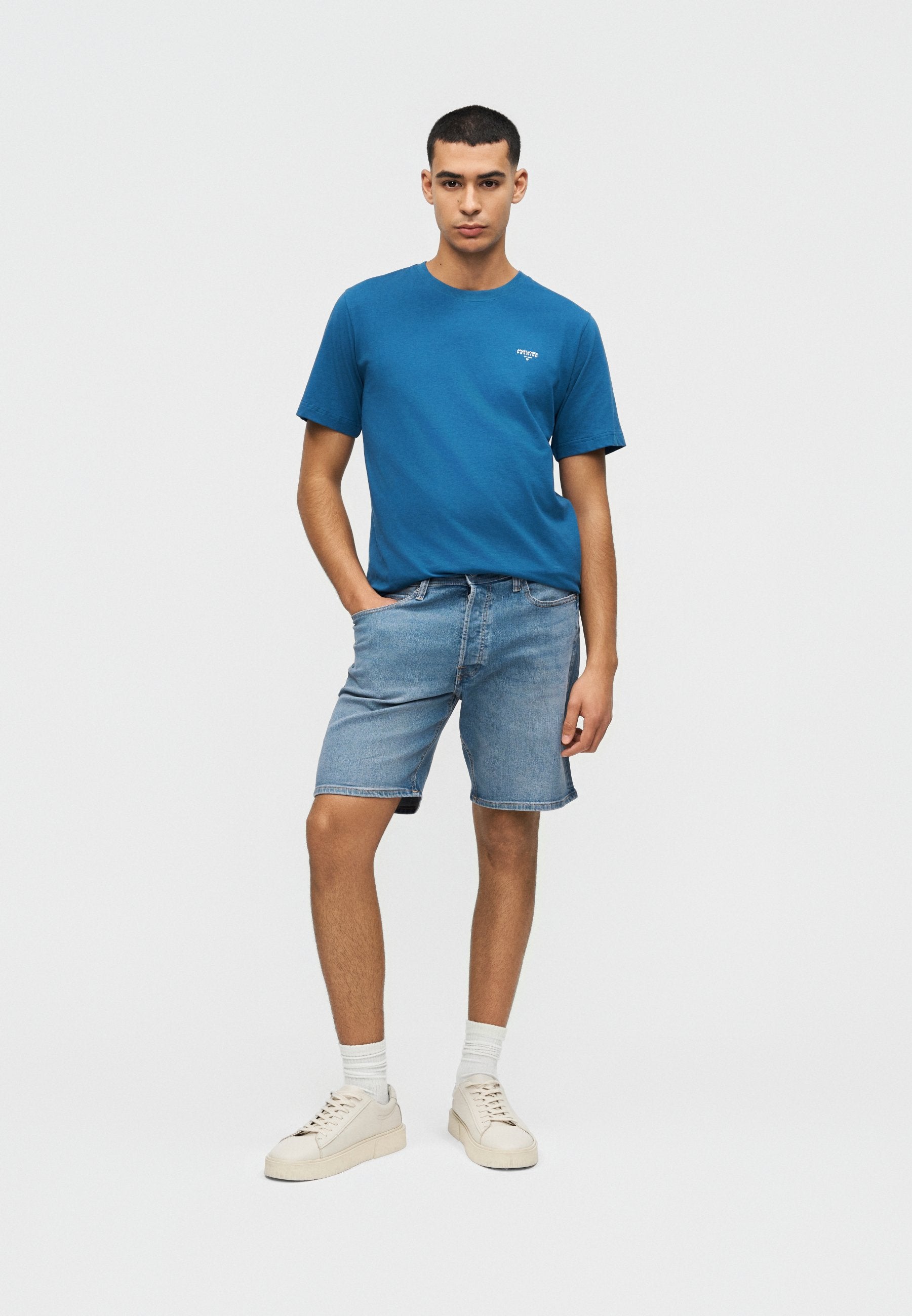 JJIRICK JJORIGINAL - Denim shorts - blue denim