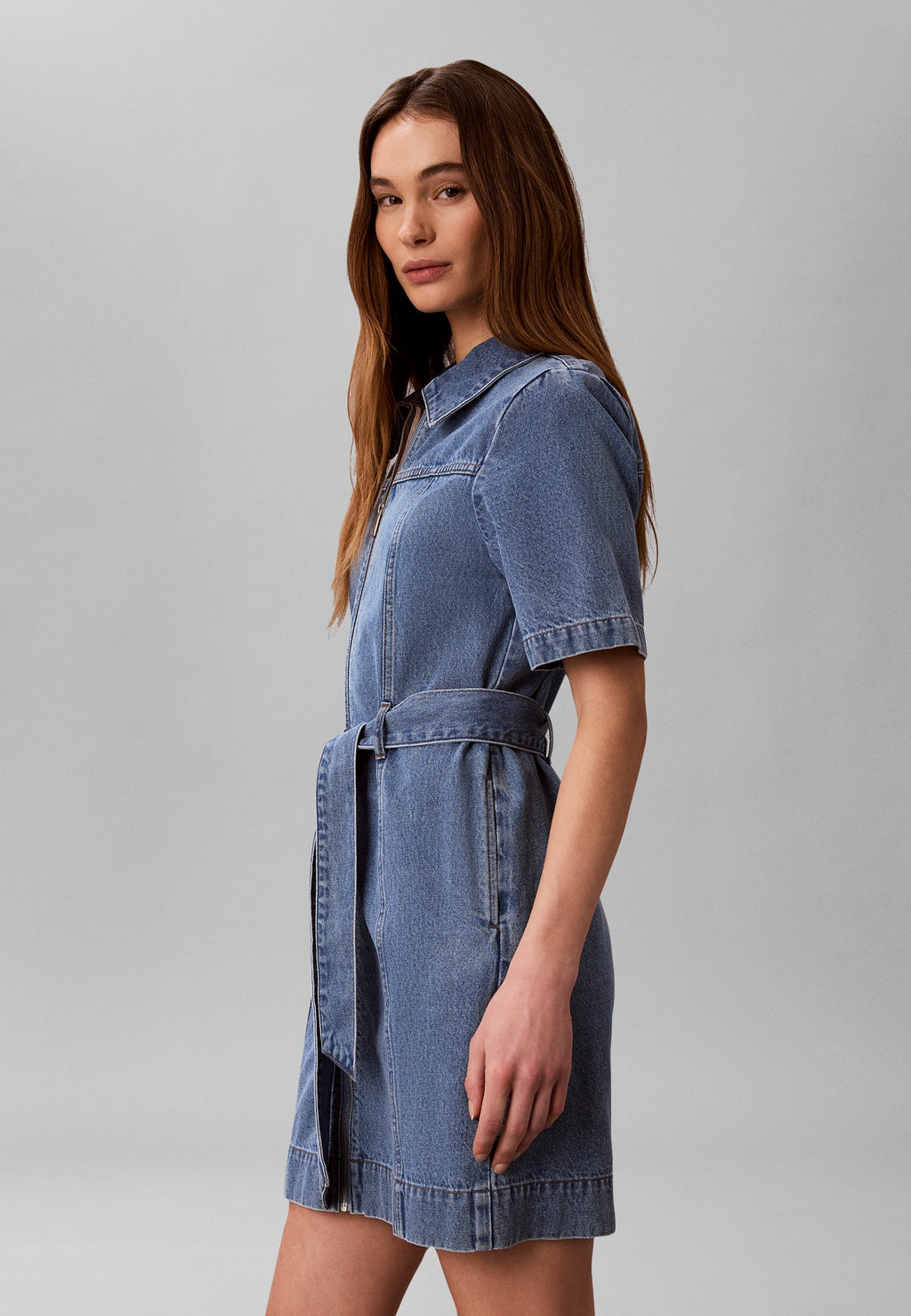 BELTED - Denim dress - radio blues
