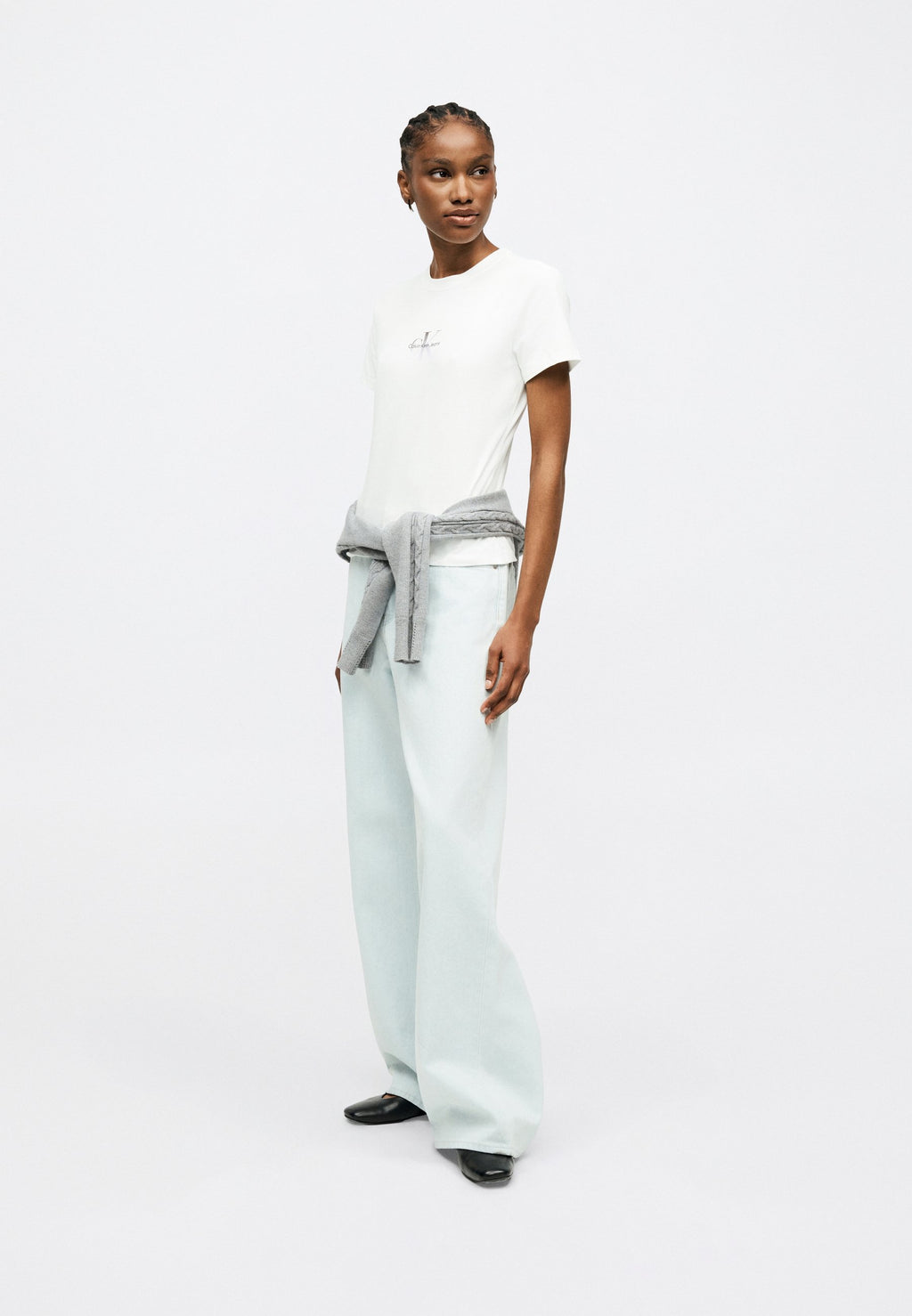 GRADIENT MONOLOGO SLIM TEE - Basic T-shirt - bright white
