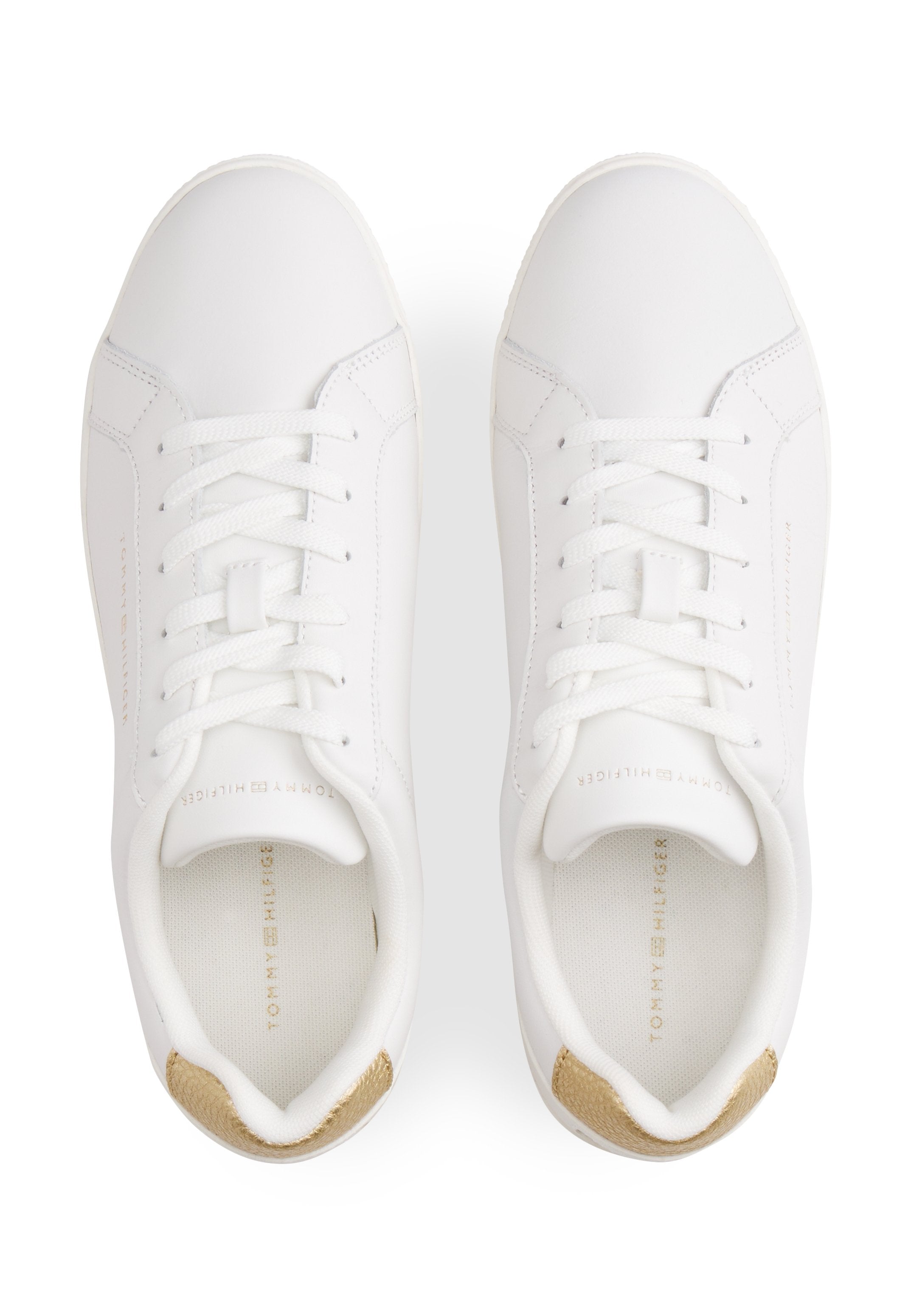 METALLIC HEEL LEATHER CUPSOLE TRAINERS - Trainers - ecru