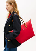 TH MONOGRAM CONTRAST HANDLE TOTE BAG - Tote bag - primary red