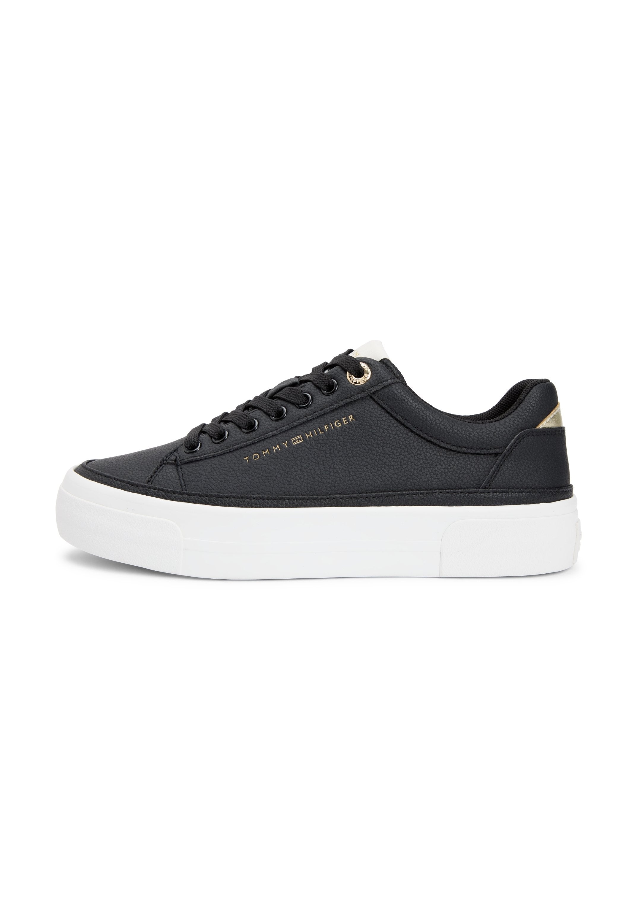 METALLIC LOGO PLATFORM TRAINERS WITH LEATHER - Trainers - black/ancient white