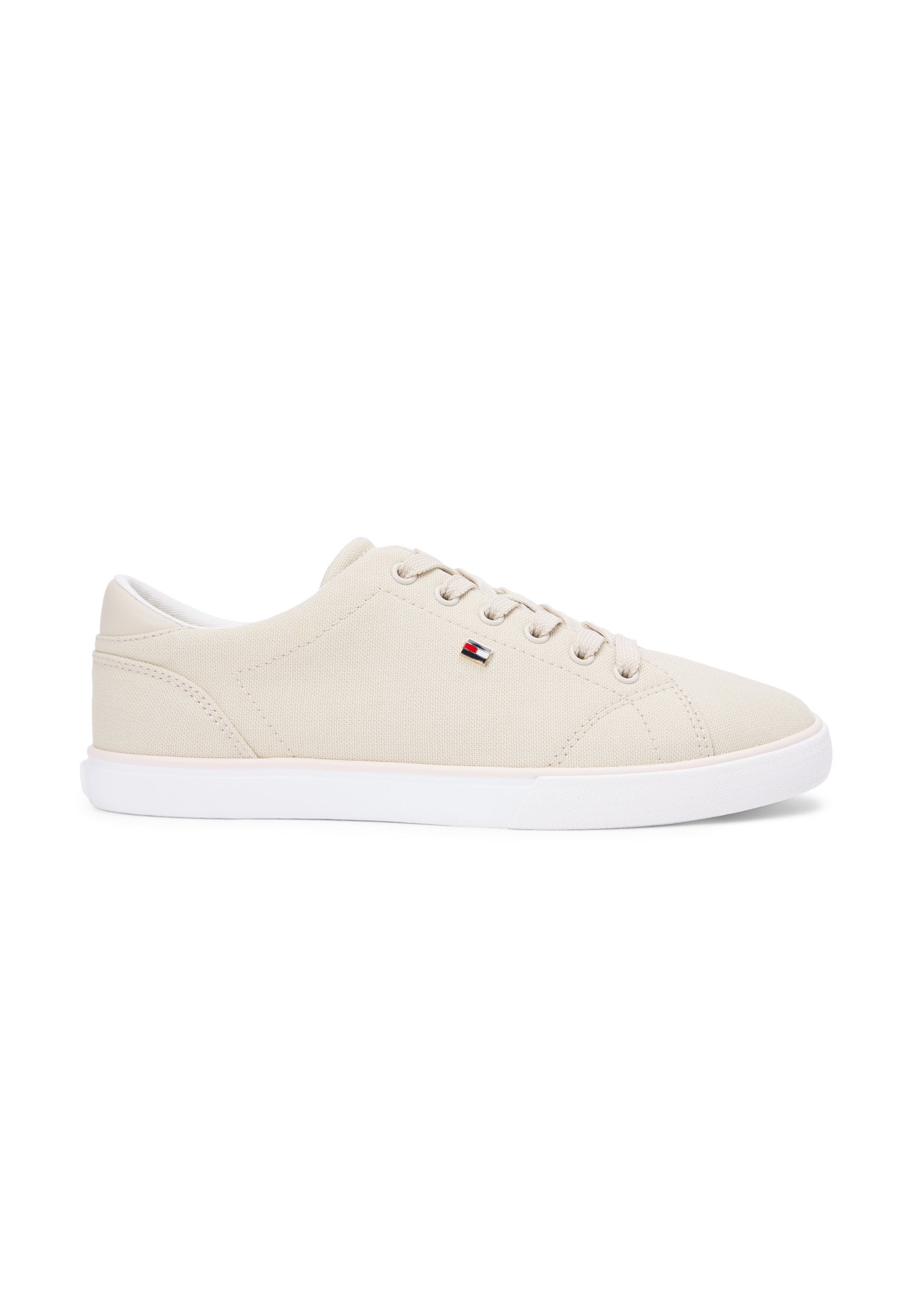 LOW PROFILE CANVAS LACE-UP TRAINERS - Trainers - classic beige