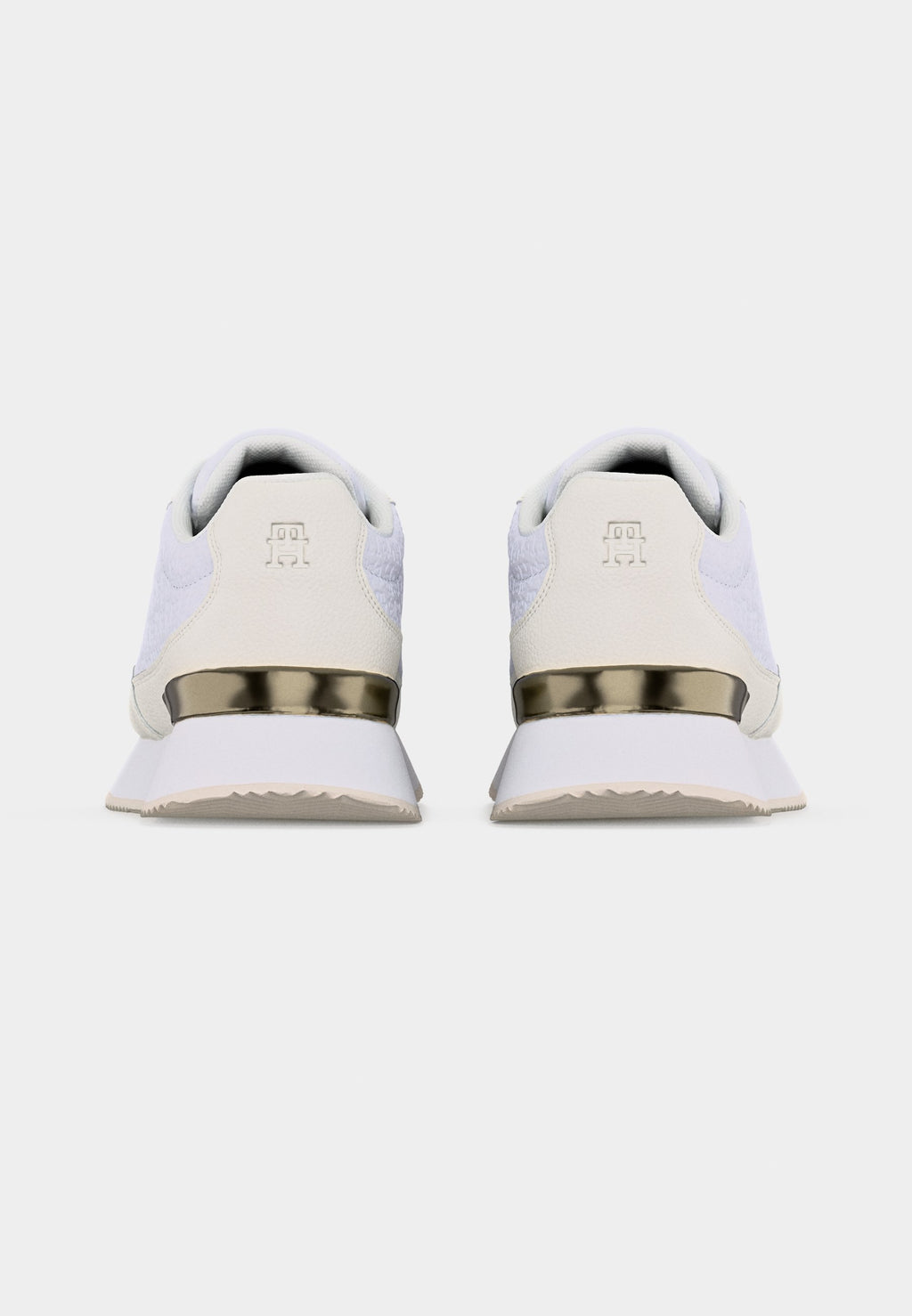 TH MONOGRAM LEATHER MIXED TEXTURE TRAINERS - Trainers - white/ecru