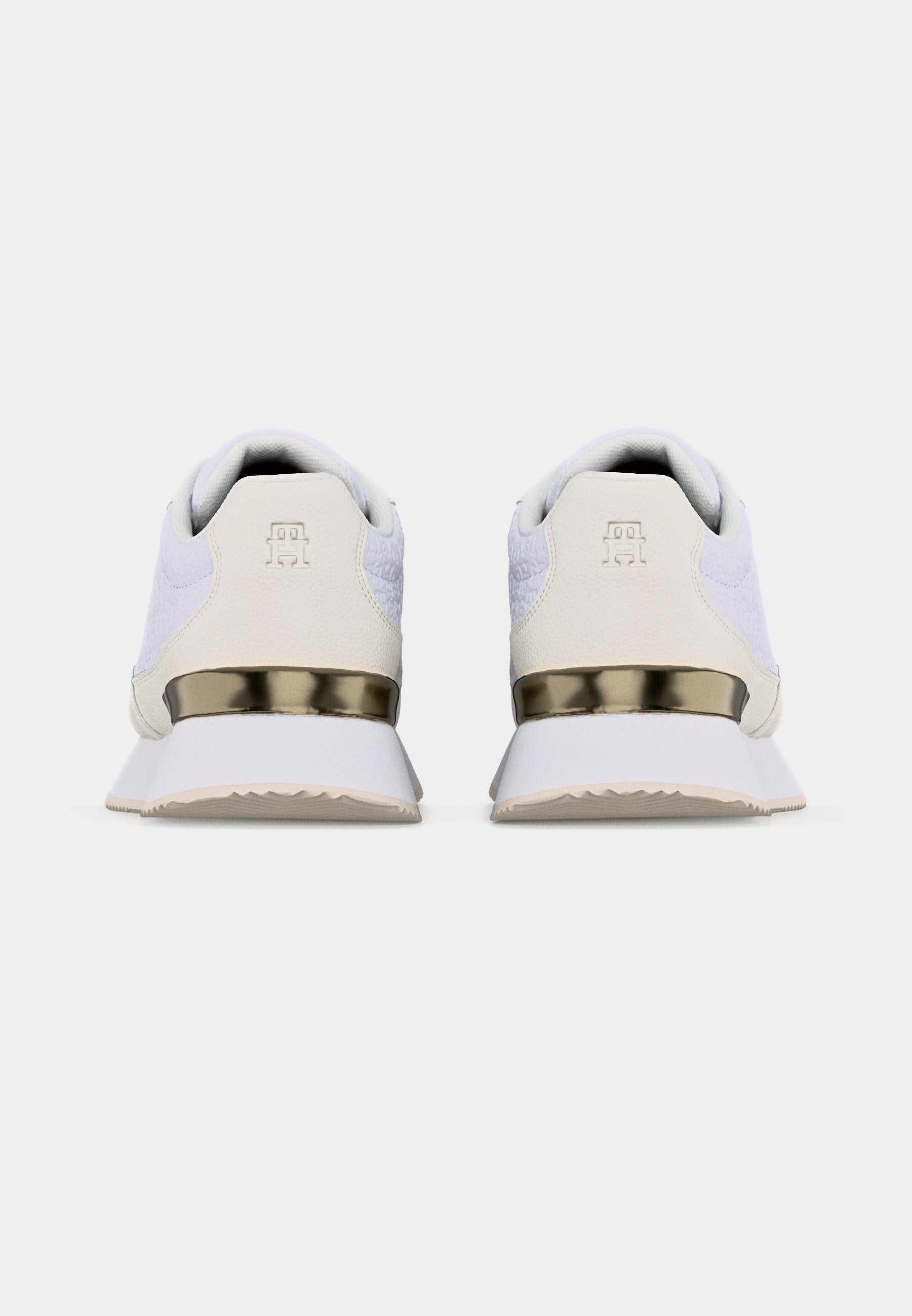 TH MONOGRAM LEATHER MIXED TEXTURE TRAINERS - Trainers - white/ecru