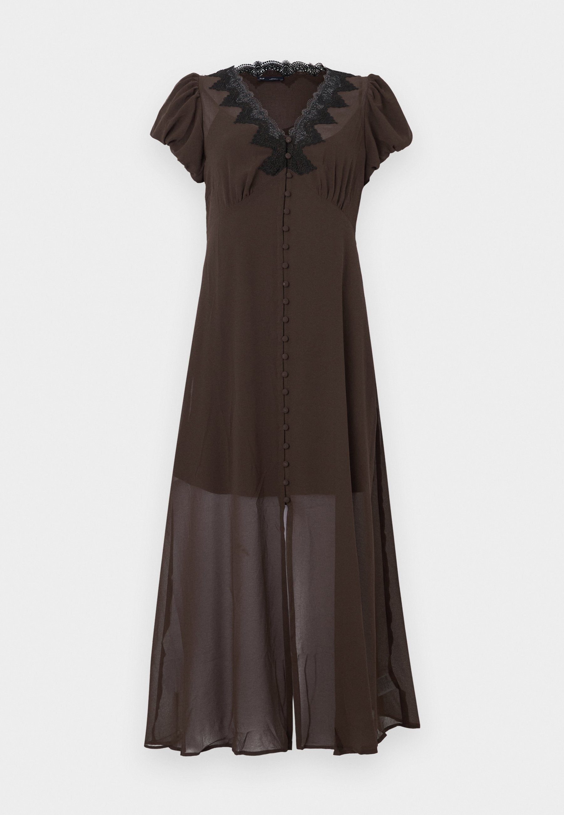 V NECK DRESS - Maxi dress - terra brown