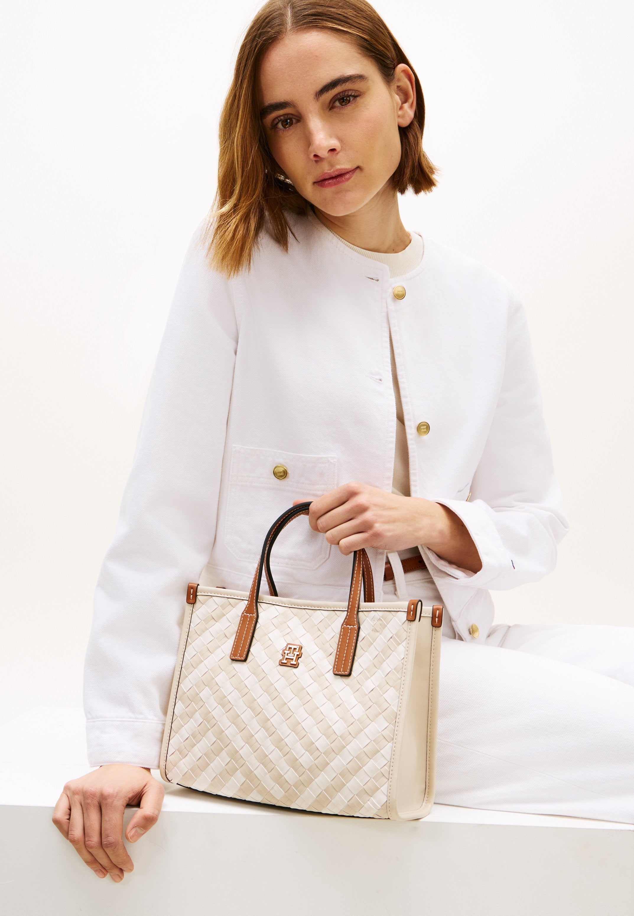 CITY WOVEN CROSSBODY TOTE BAG - Handbag - neutral mix