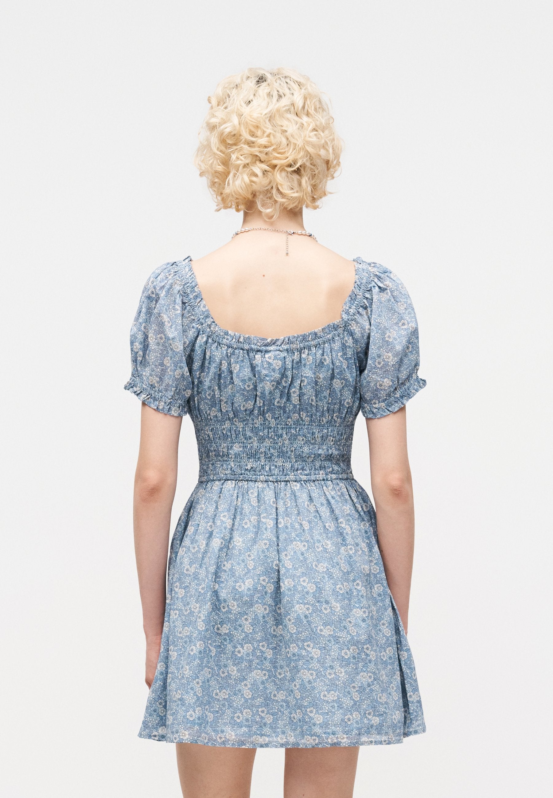 TIE NECK WAIST DRESS - Day dress - blue